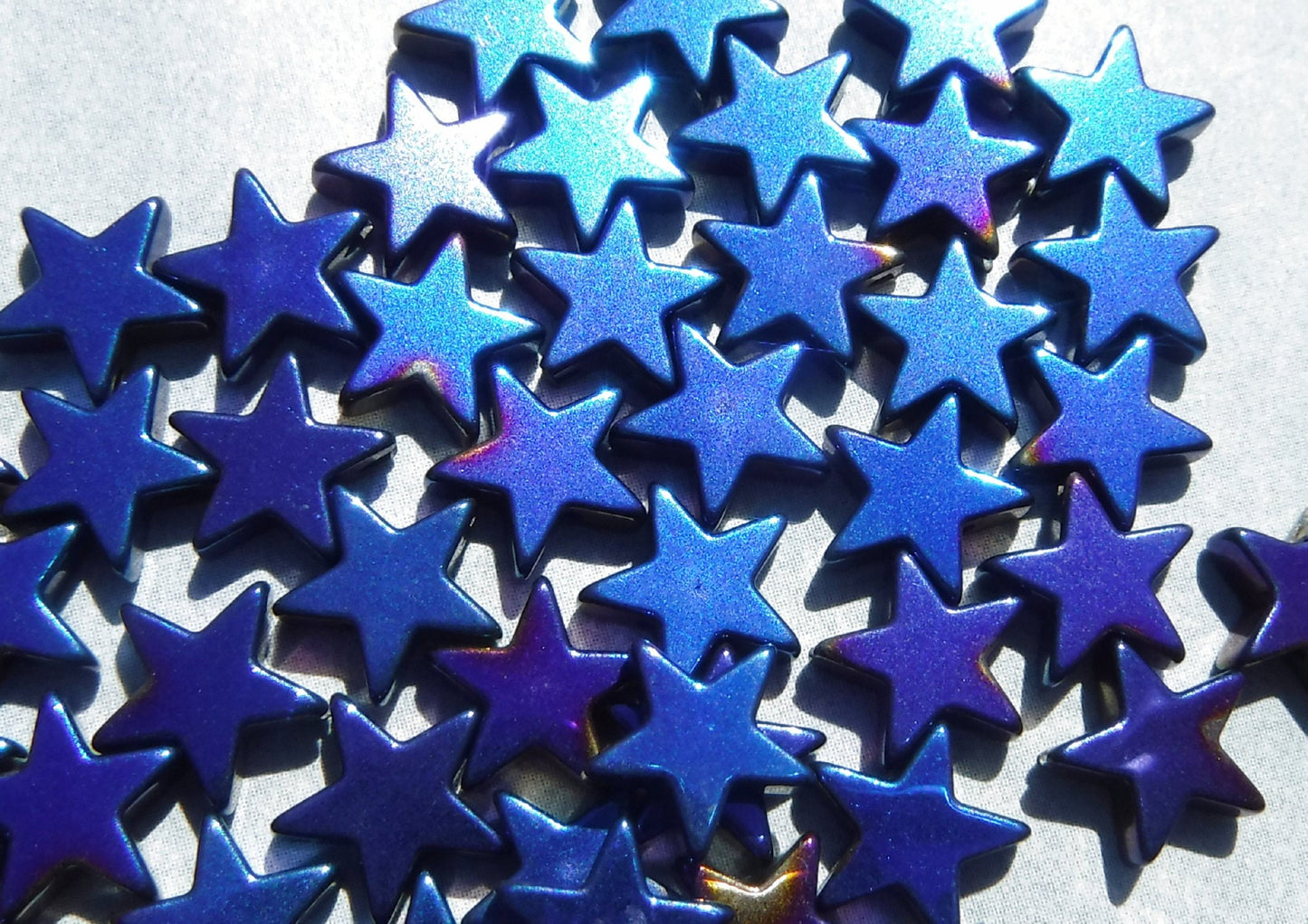 Star Beads - Blue Metallic - 8mm - Electroplated Hematite