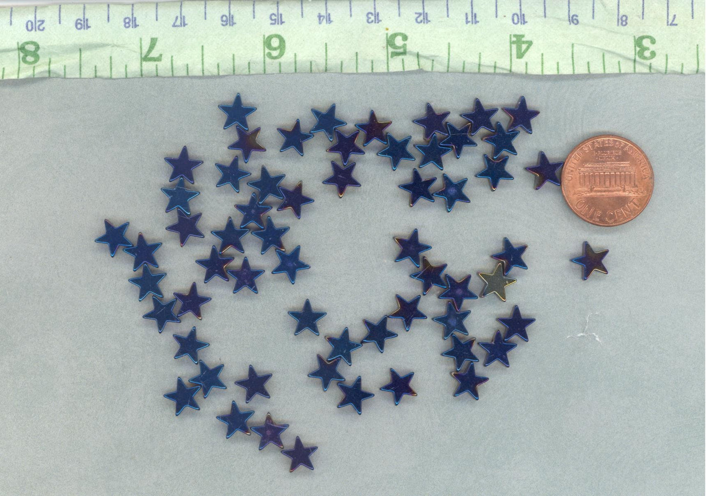 Star Beads - Blue Metallic - 8mm - Electroplated Hematite