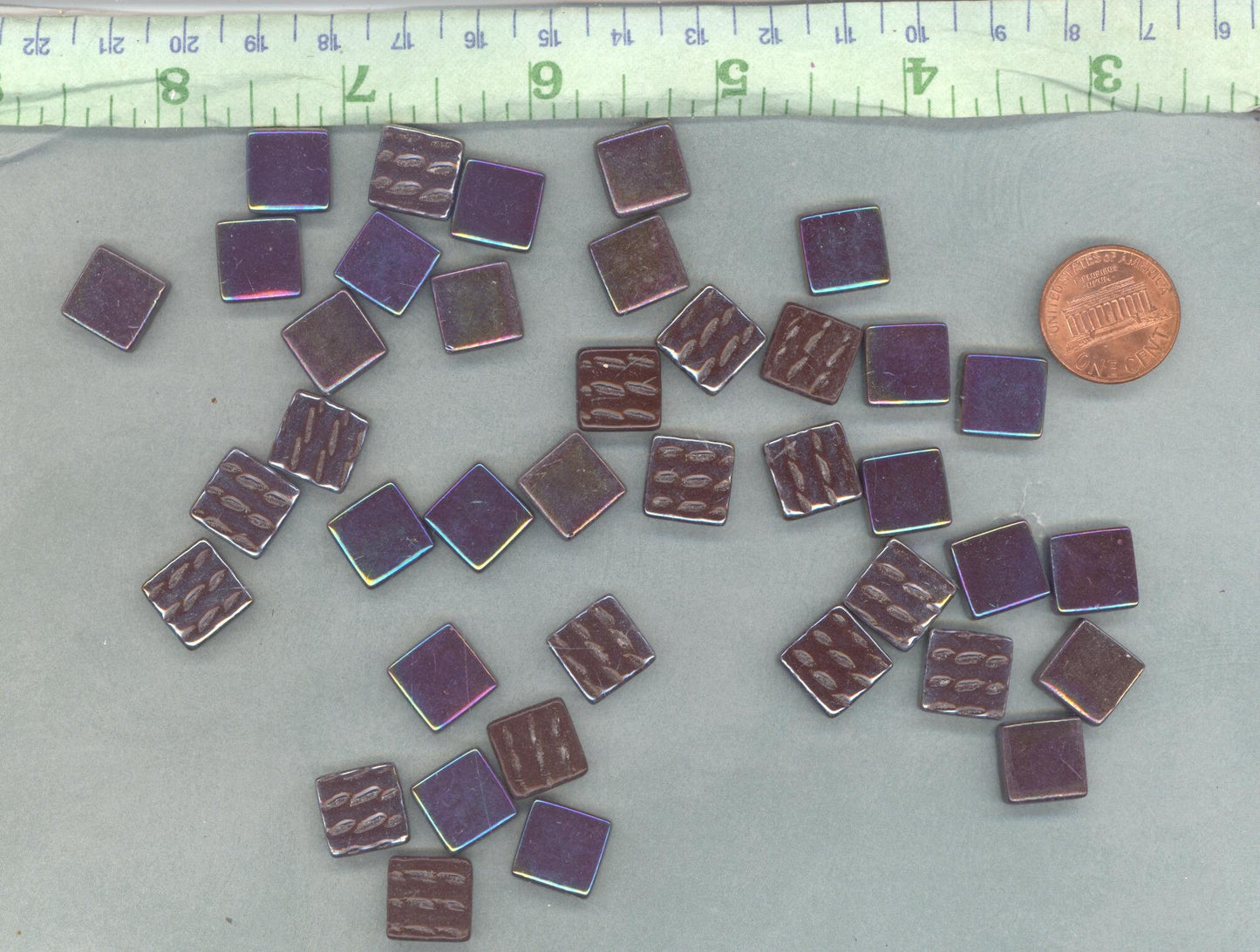 Dark Brown Iridescent Glass Square Mosaic Tiles - 12mm - Opaque Glass Solid Color - 50g of Squares - Approx 35 Tiles