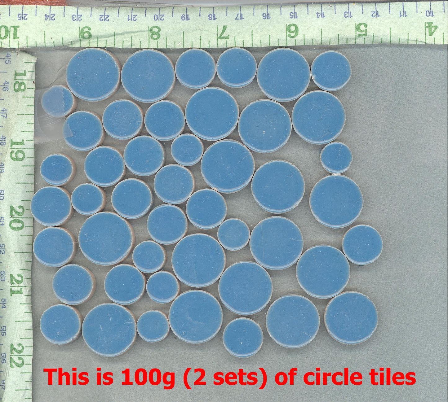 Dark Blue Circles Mosaic Tiles - 50g Ceramic in Mix of 3 Sizes 1/2" and 3/4" and 5/8" in Indigo