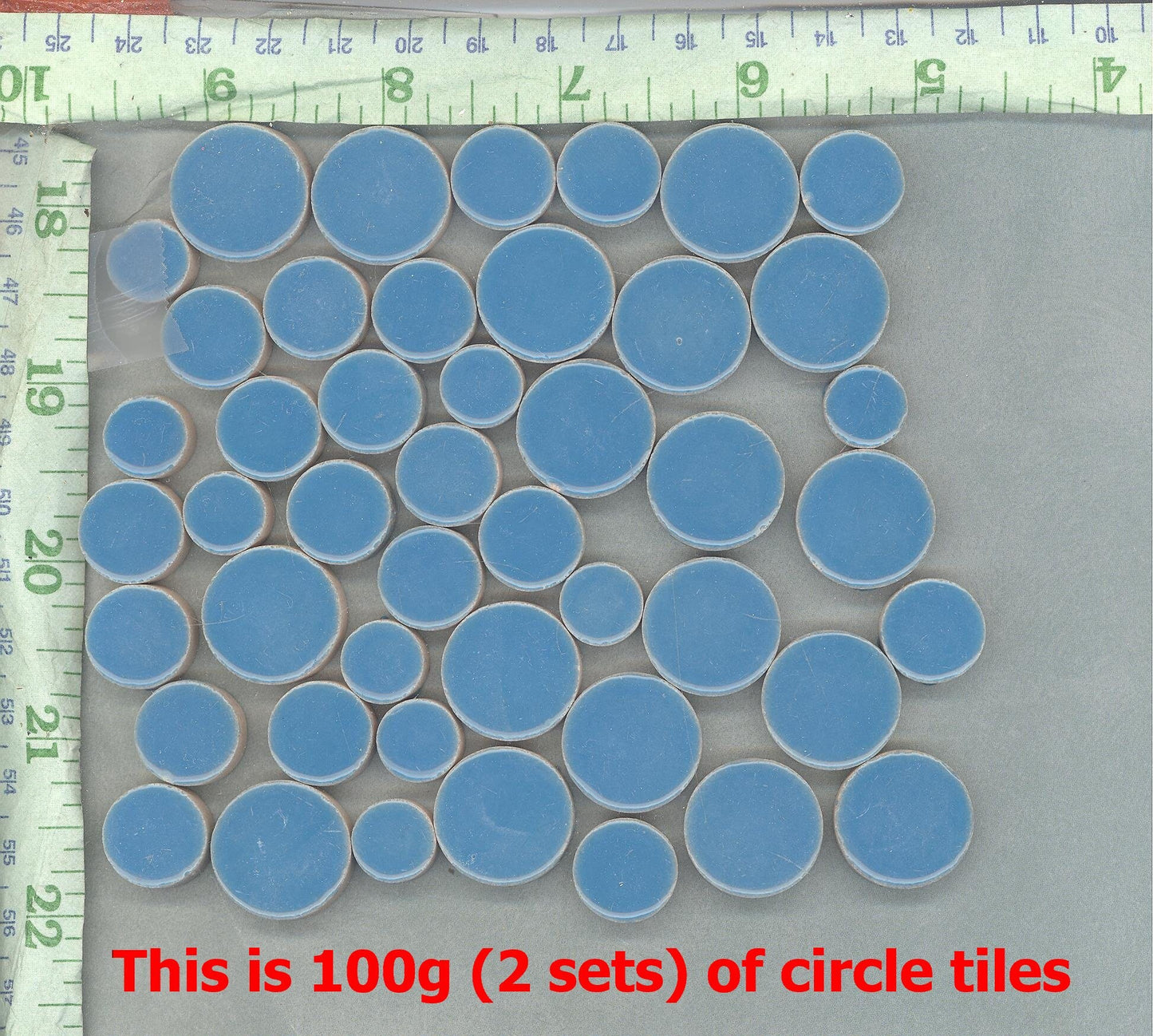 Red Circles Mosaic Tiles - 50g Ceramic in Mix of 3 Sizes 1/2" and 3/4" and 5/8"