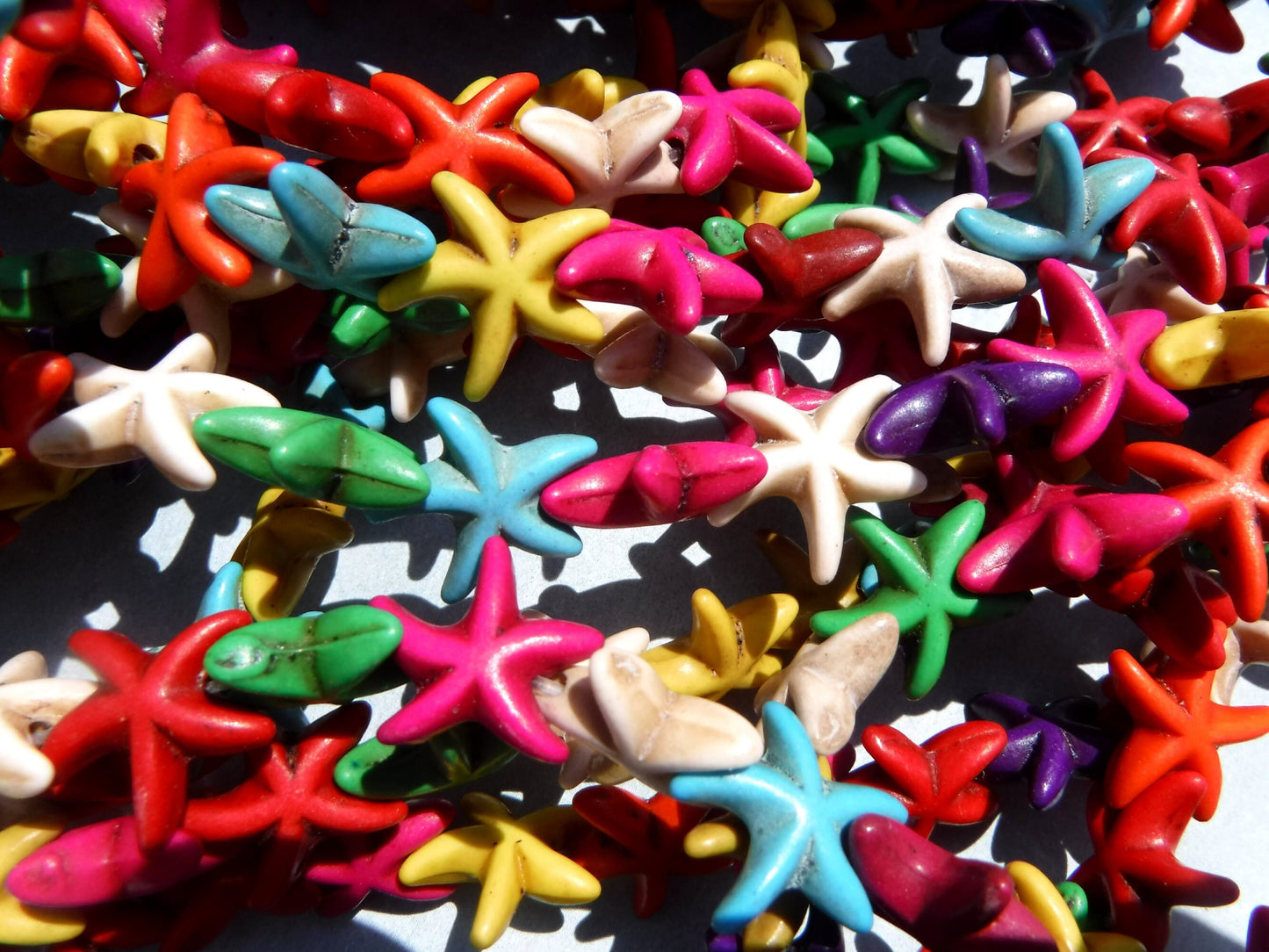 Colorful Sea Stars Stone Beads - Strand of Starfish Beads - Use for Mosaics