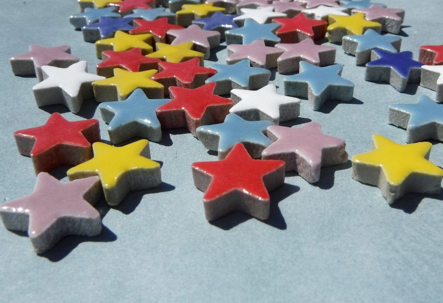 Bright Stars Mosaic Tiles - 50 Ceramic 3/4" Inch Tiles in Assorted Colors