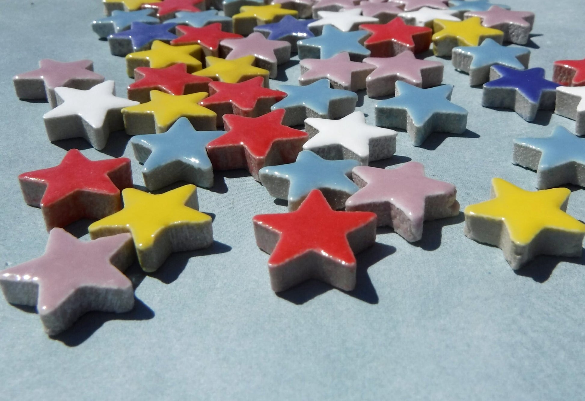 Bright Stars Mosaic Tiles - 50 Ceramic 3/4" Inch Tiles in Assorted Colors
