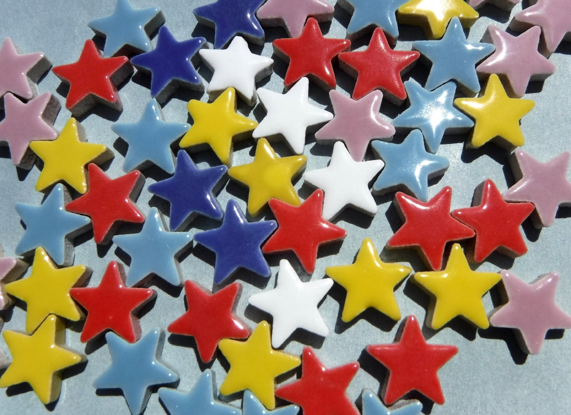 Bright Stars Mosaic Tiles - 50 Ceramic 3/4" Inch Tiles in Assorted Colors