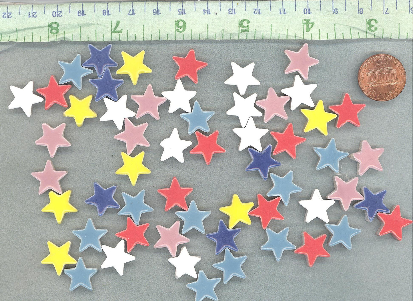 Bright Stars Mosaic Tiles - 50 Ceramic 3/4" Inch Tiles in Assorted Colors