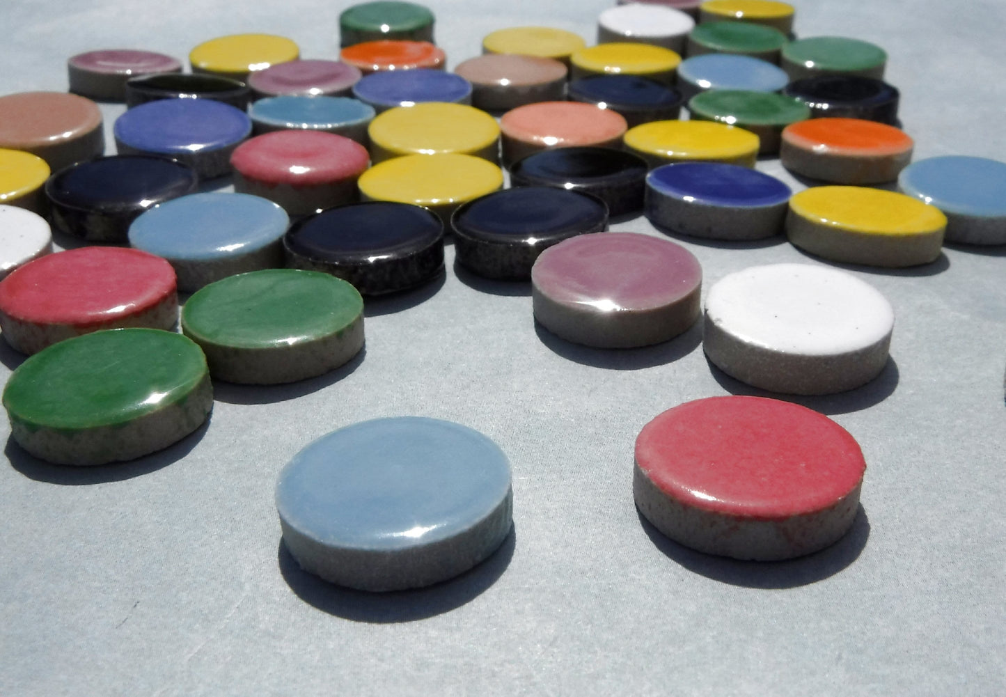 Circle Mosaic Tiles - 50 Ceramic 3/4" Inch Tiles in Assorted Colors