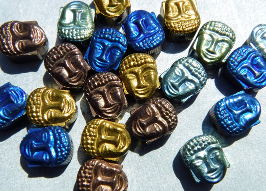 Buddha Beads - 24 Colorful Metallic 8mm - Electroplated Hematite Stone - Ohm