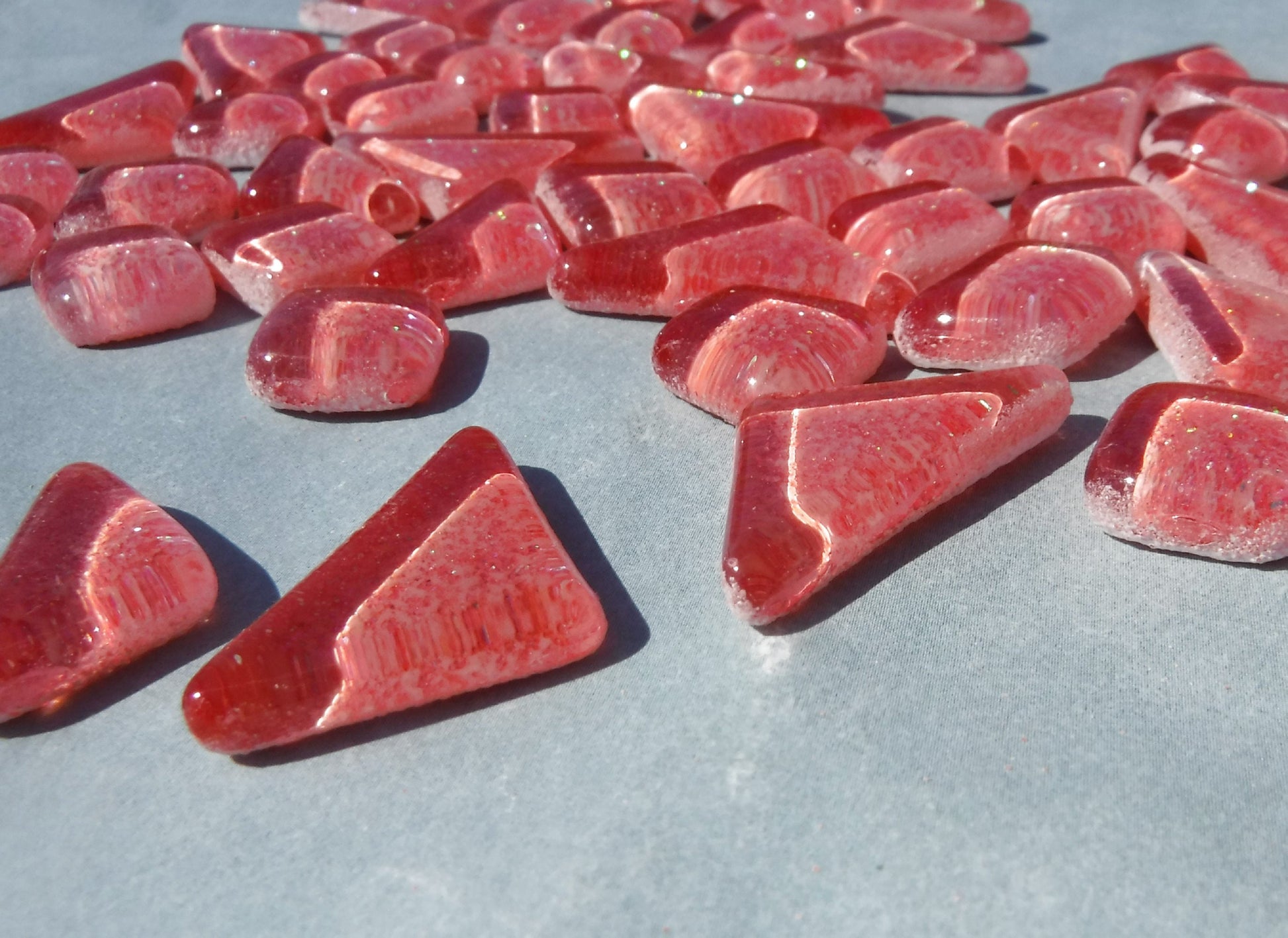 Bubblegum Pink Glitter Puzzle Tiles - 100 grams in Assorted Shapes Mosaic Tiles
