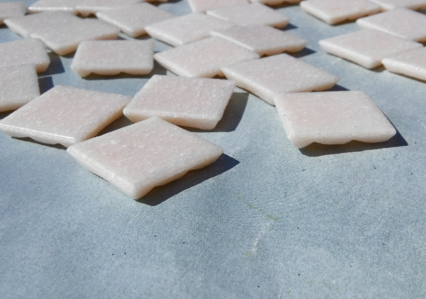 Pale Pink Glass Mosaic Tiles Squares - 20mm - Half Pound of Vitreous Glass Tiles for Craft Projects and Decorations