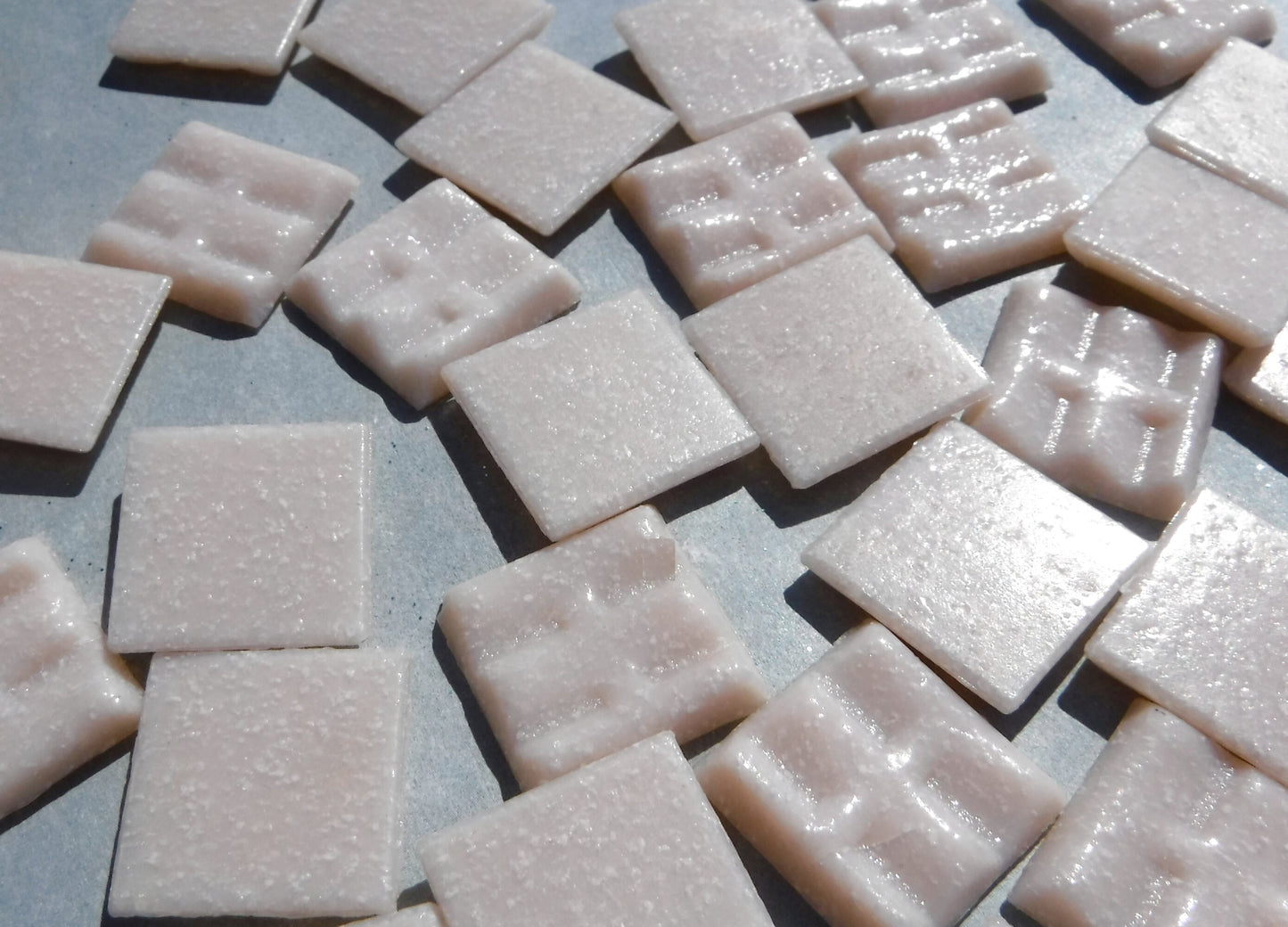 Pale Pink Glass Mosaic Tiles Squares - 20mm - Half Pound of Vitreous Glass Tiles for Craft Projects and Decorations