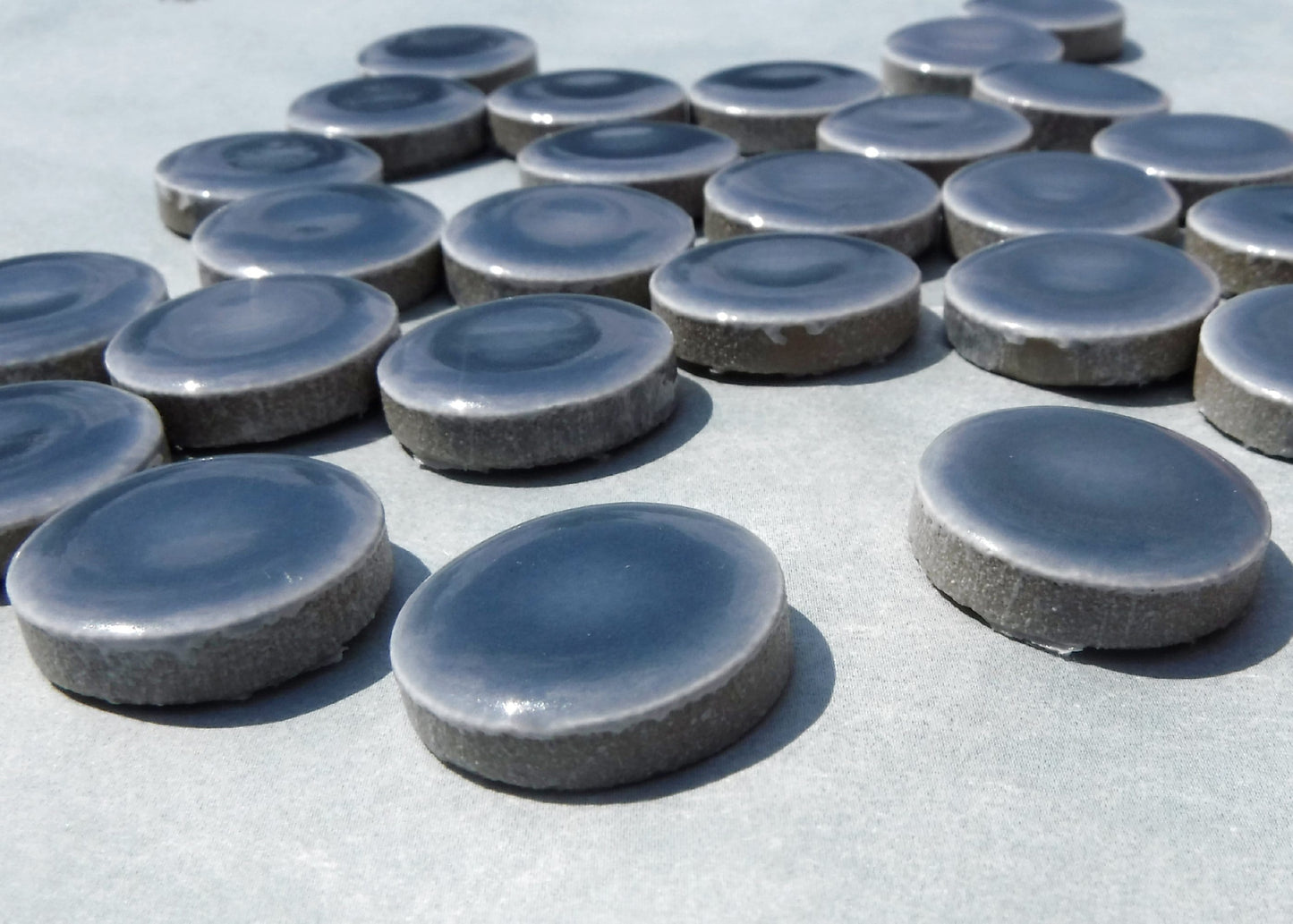 Shark Gray Ceramic Tiles - 2 cm Penny Rounds Mosaic Tiles - .8 inch - 25 Tiles - Circles