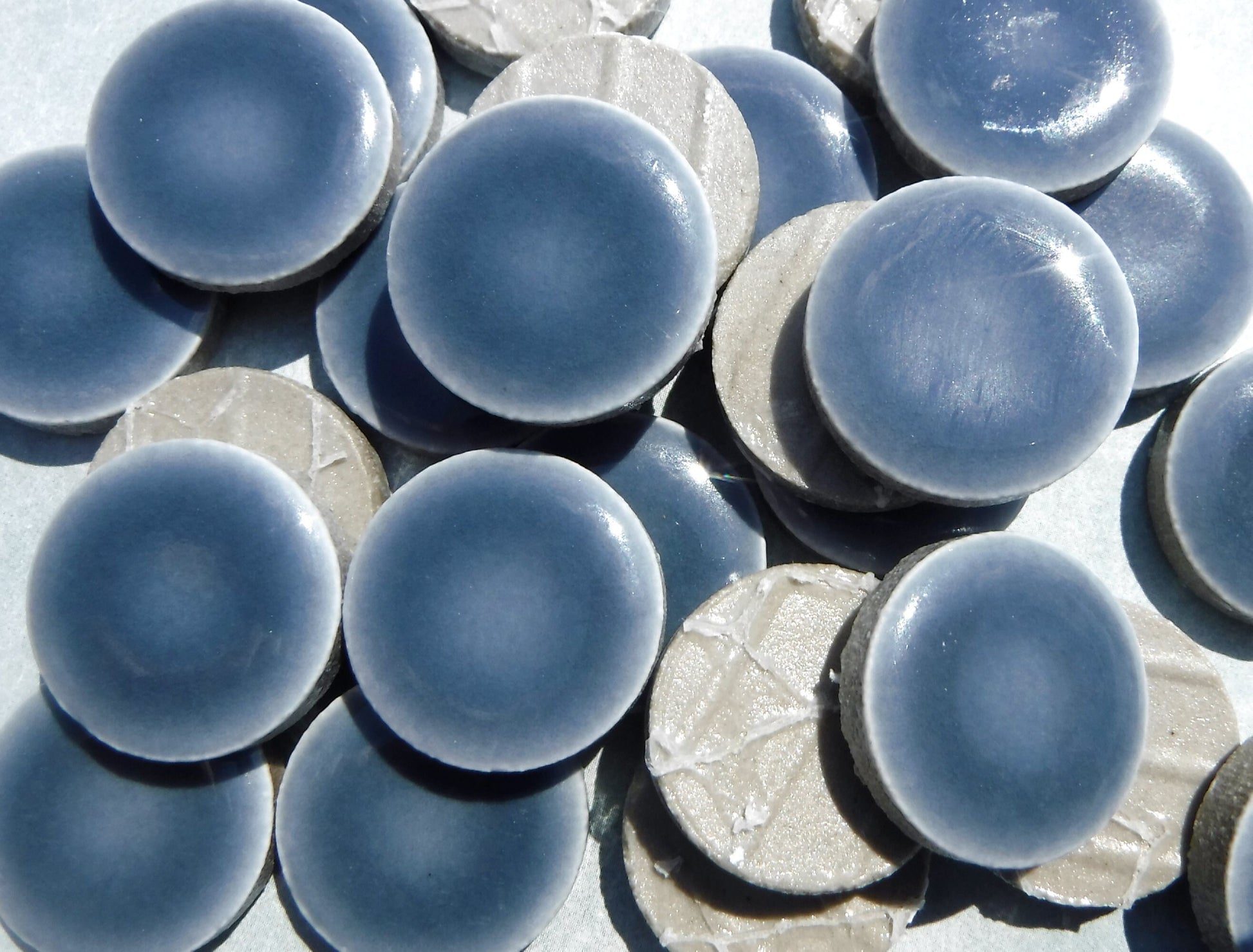 Shark Gray Ceramic Tiles - 2 cm Penny Rounds Mosaic Tiles - .8 inch - 25 Tiles - Circles