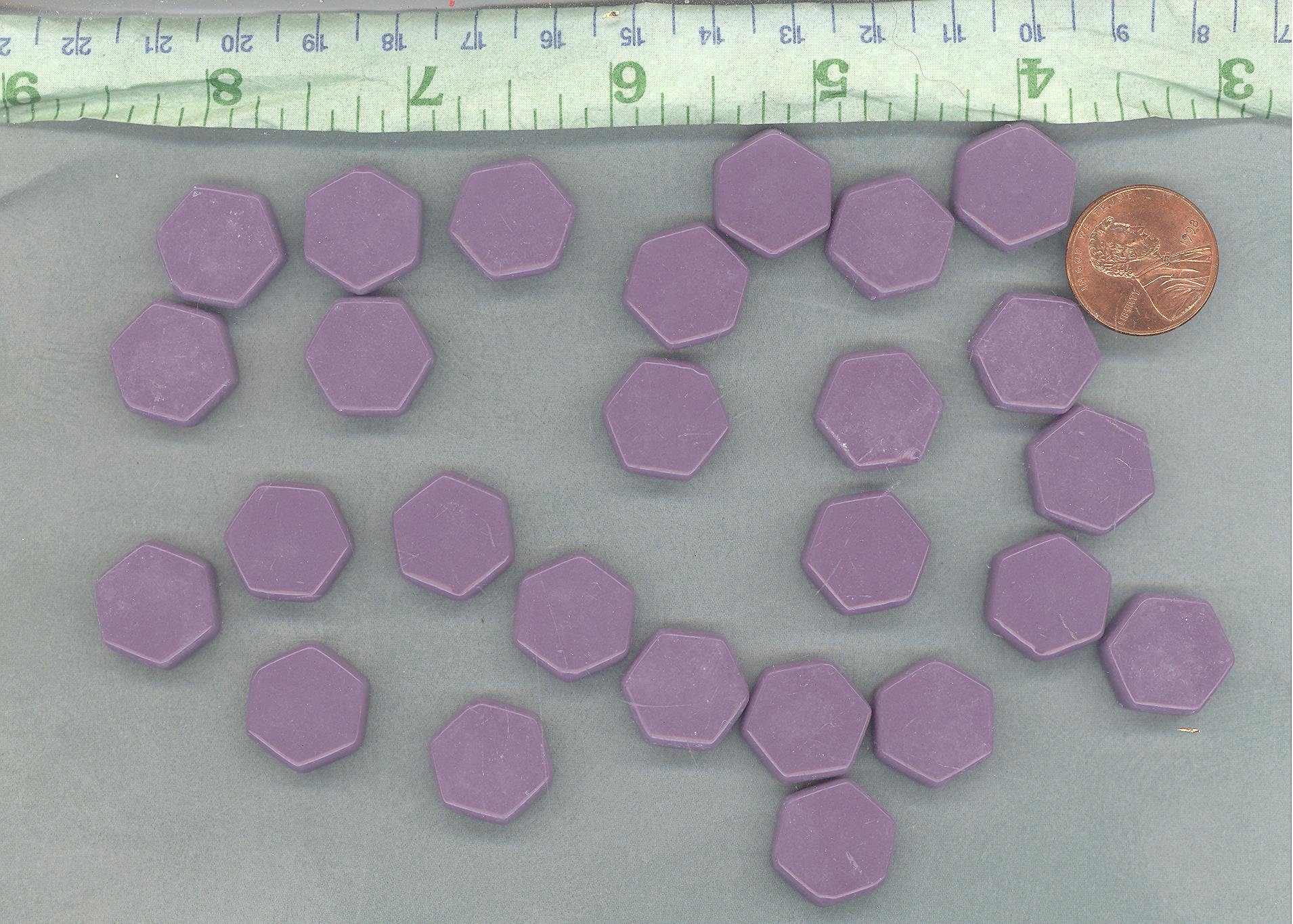 Purple Hexagon Mosaic Tiles - 15mm - 100g Opaque Glass Tiles - Dark Orchid