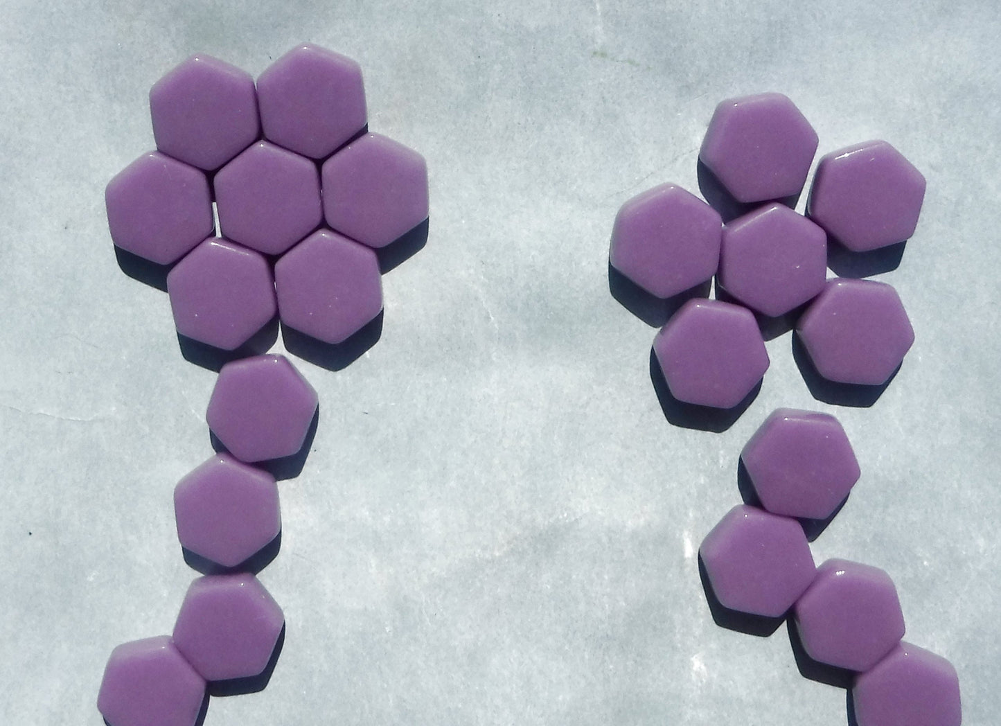 Purple Hexagon Mosaic Tiles - 15mm - 100g Opaque Glass Tiles - Dark Orchid