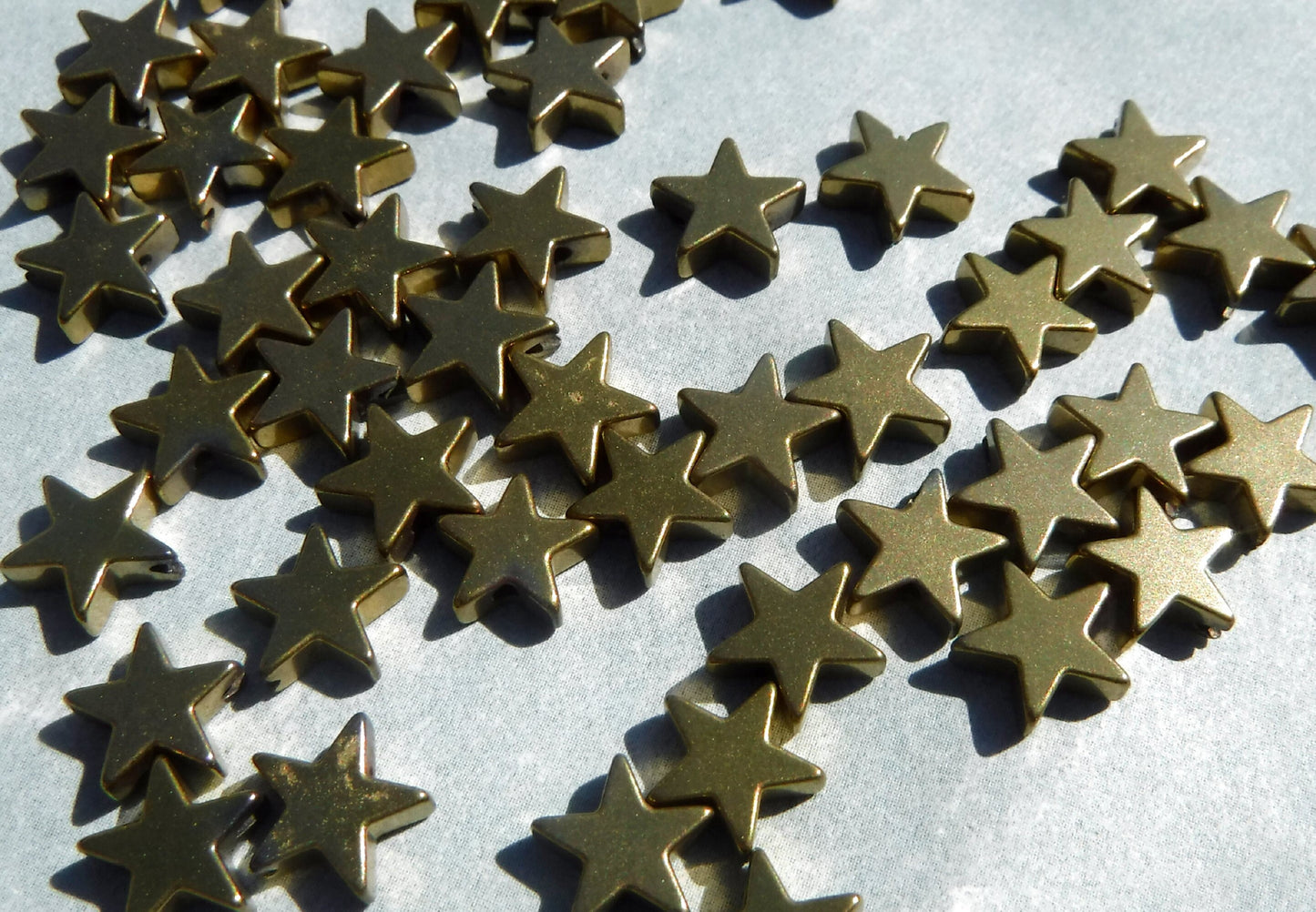Star Beads - Gold Toned - 8mm - Electroplated Hematite - 20g