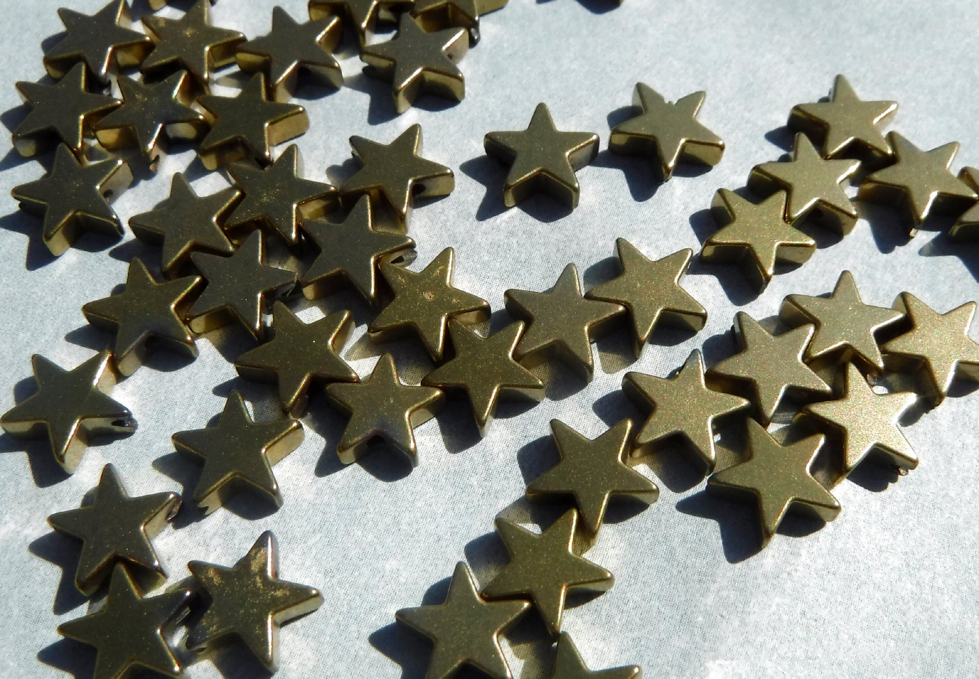 Star Beads - Gold Toned - 8mm - Electroplated Hematite - 20g
