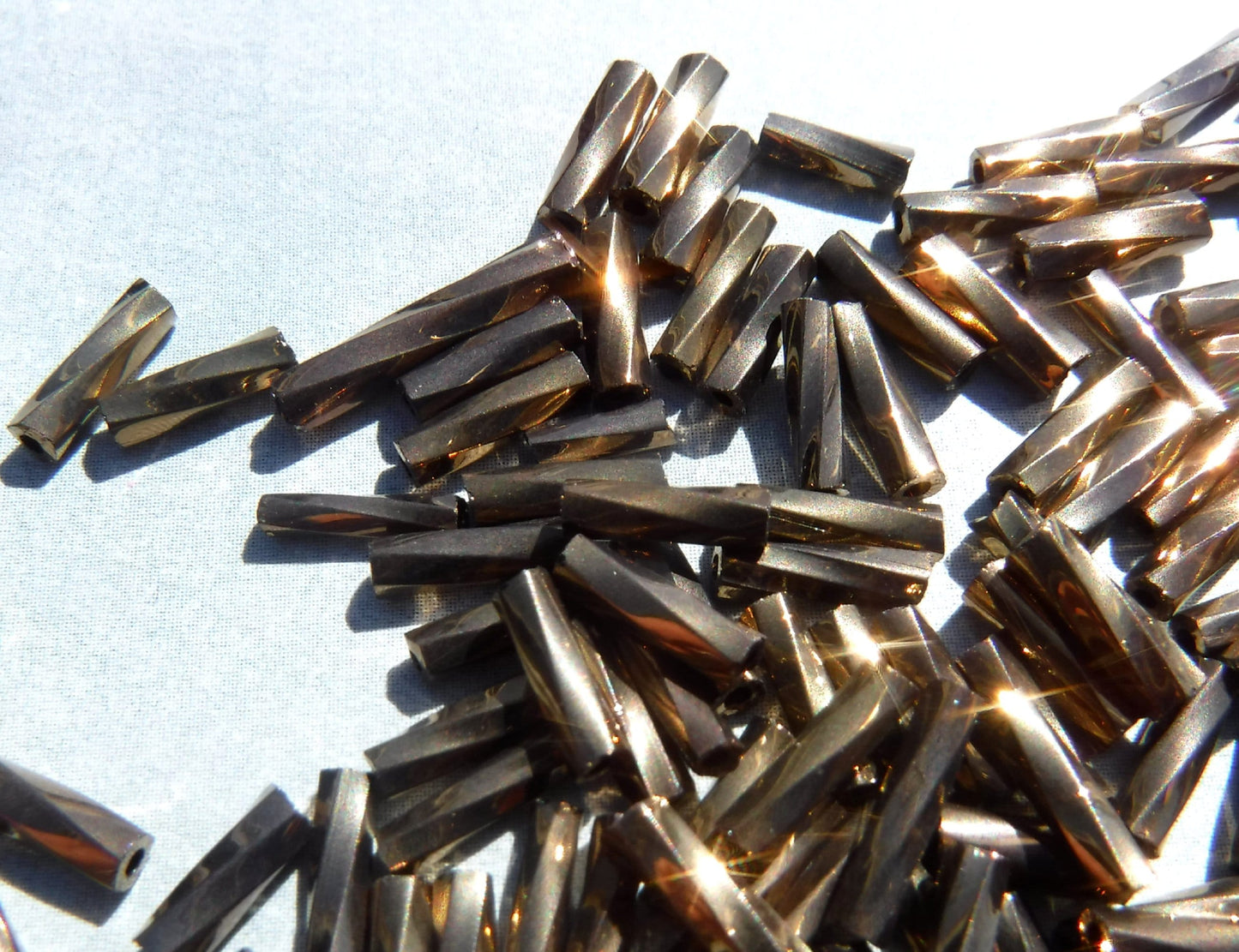 Bronze Twisted Bugle Beads - 2x6mm - 20g Glass Spacer Beads - Approximately 480 beads