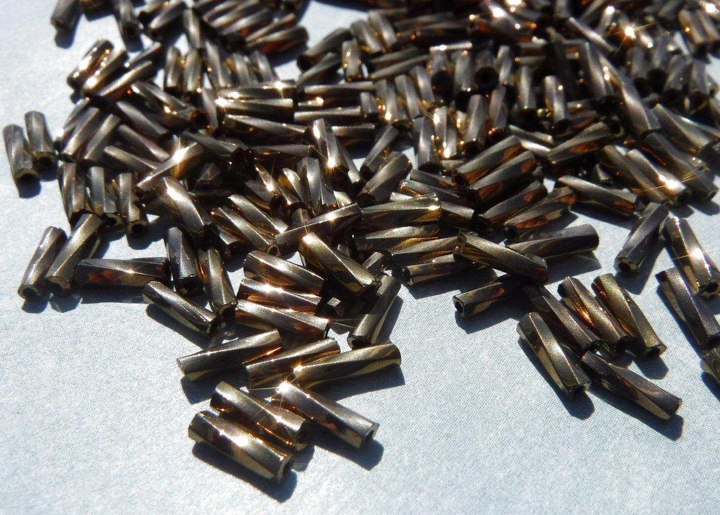 Bronze Twisted Bugle Beads - 2x6mm - 20g Glass Spacer Beads - Approximately 480 beads