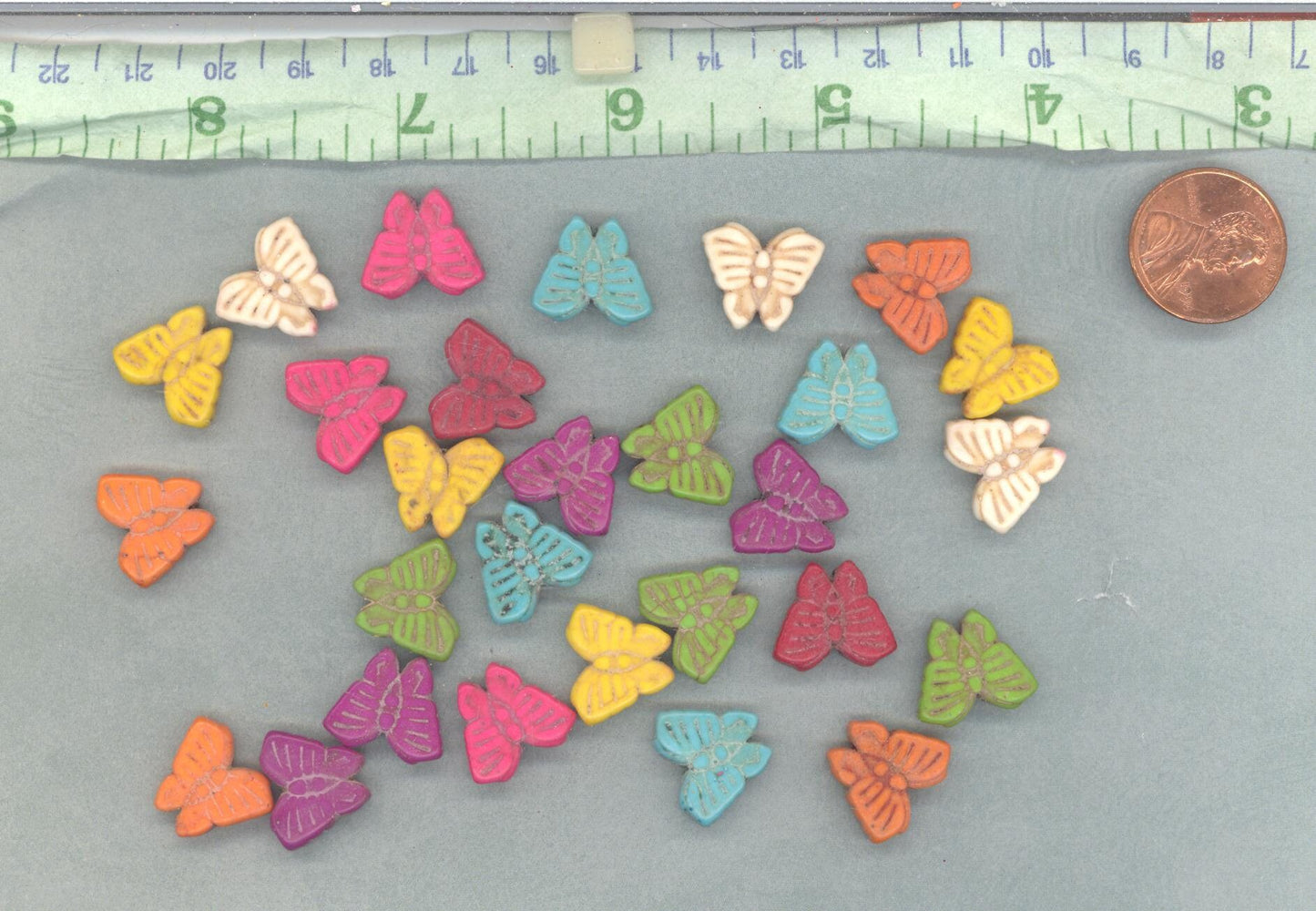 Colorful Butterfly Stone Beads - 12mmx 15mm - Choose Half Strand or Full Strand - Use for Mosaics