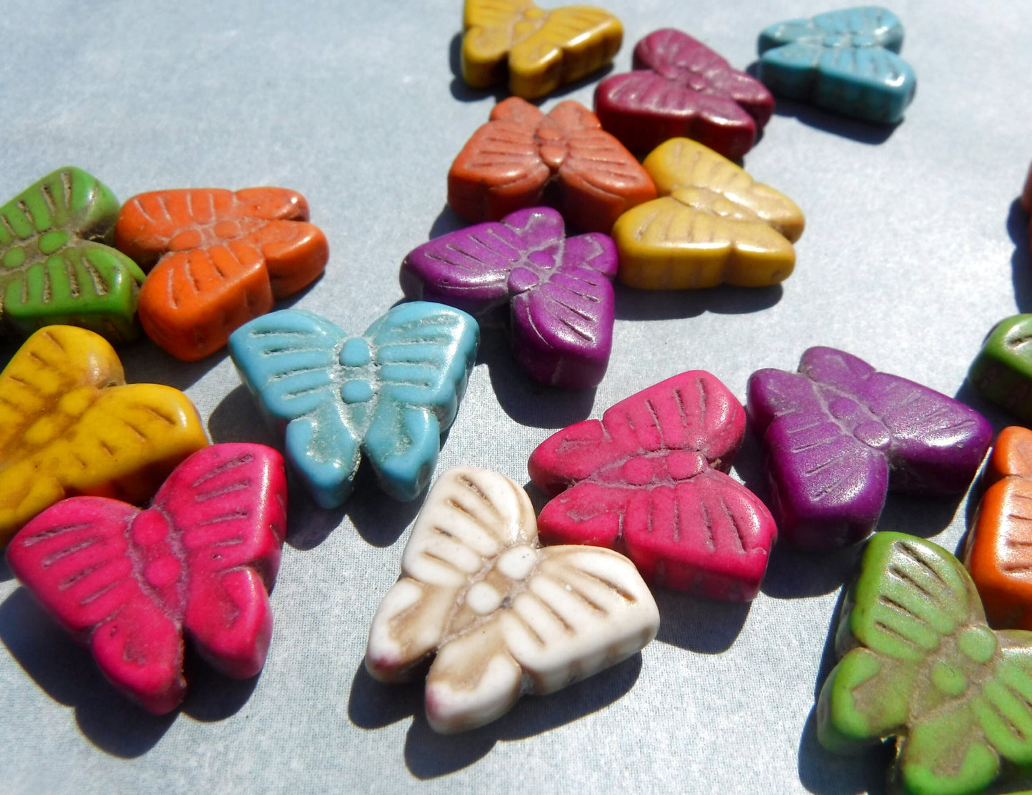 Colorful Butterfly Stone Beads - 12mmx 15mm - Choose Half Strand or Full Strand - Use for Mosaics