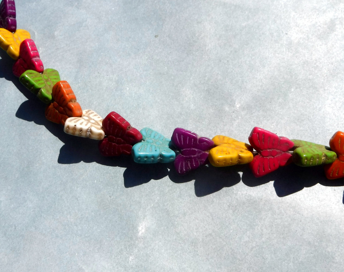 Colorful Butterfly Stone Beads - 12mmx 15mm - Choose Half Strand or Full Strand - Use for Mosaics