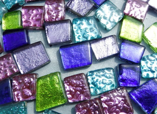 Calypso Glass Tiles - Metallic Foil - Assorted Shapes - 50 grams Mosaic Tiles in Brighter Colors