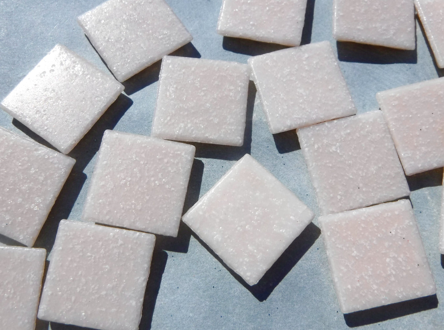 Pale Pink Glass Mosaic Tiles Squares - 20mm - Half Pound of Vitreous Glass Tiles for Craft Projects and Decorations