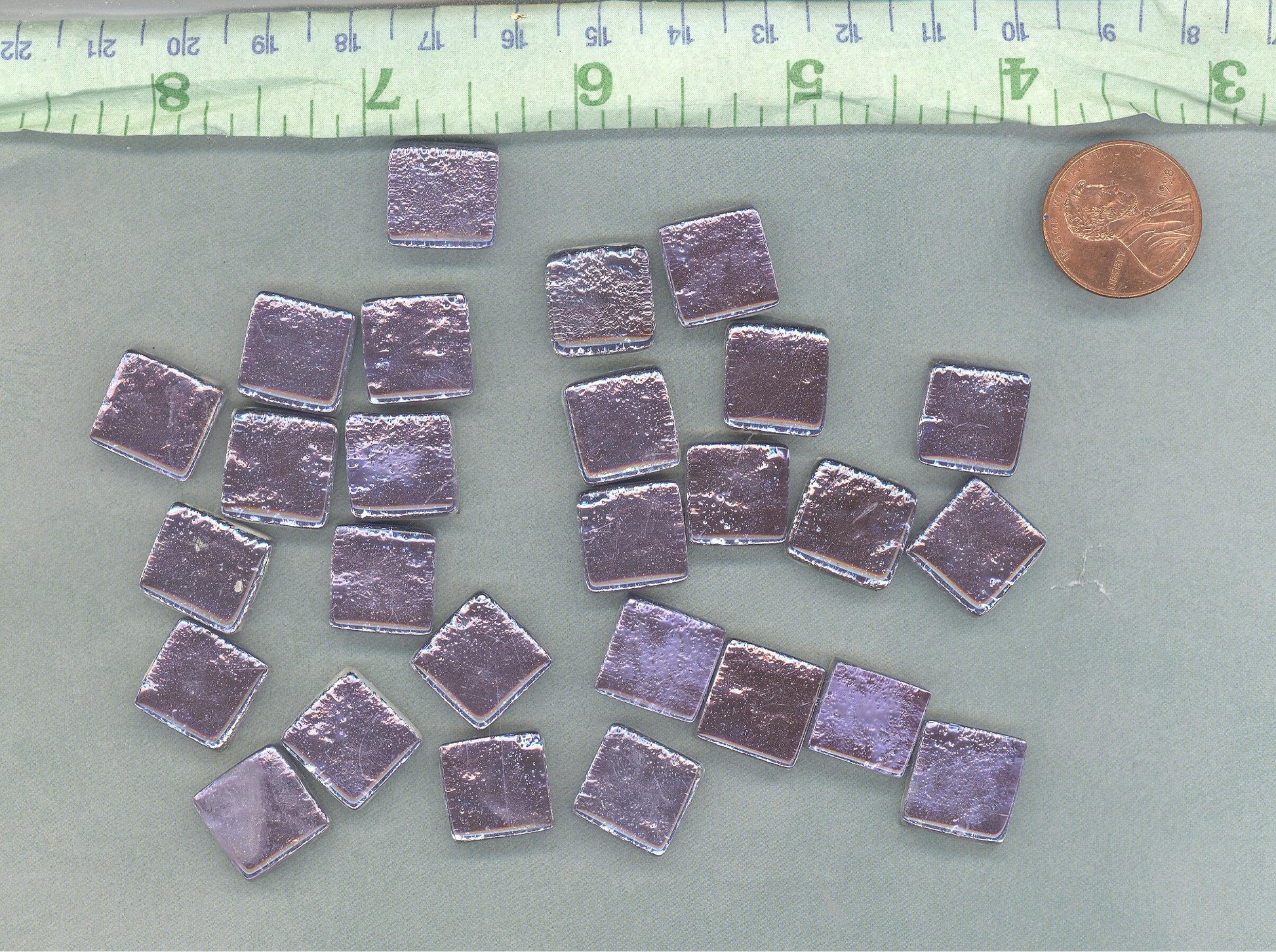 Iced Lilac Foil Square Crystal Tiles - 12mm - 50g Purple - Approx 25 Metallic Glass Mosaic Tiles