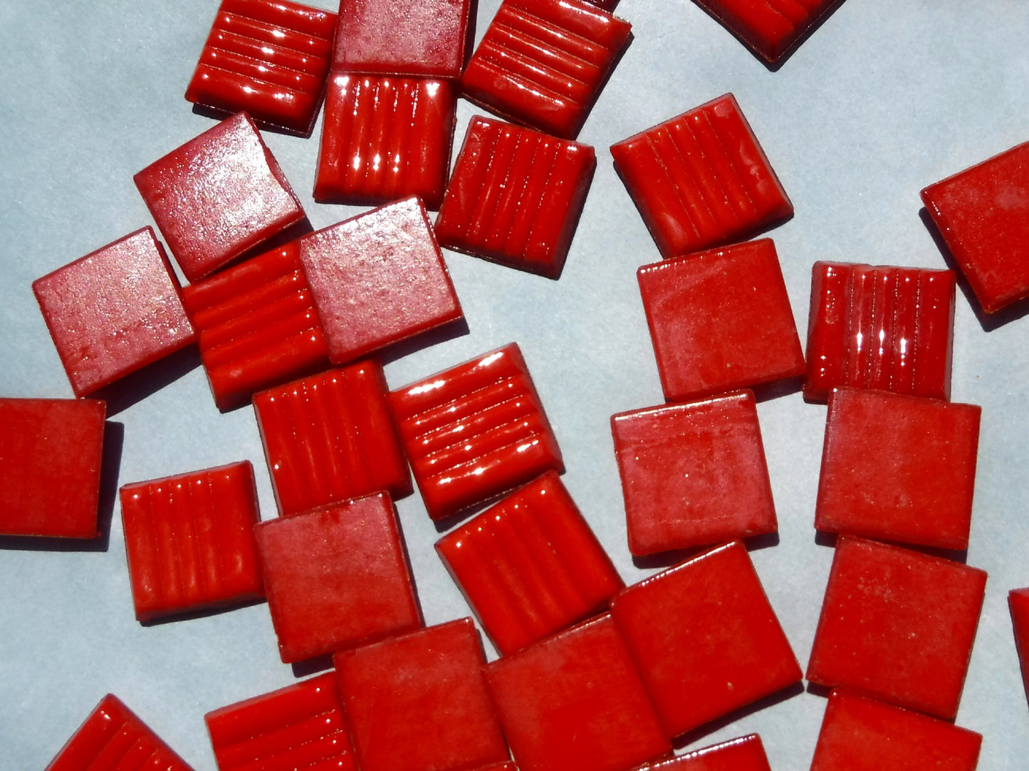 Bright Red Glass Mosaic Tiles Squares - 3/4" - Half Pound of Vitreous Glass Tiles for Craft Projects