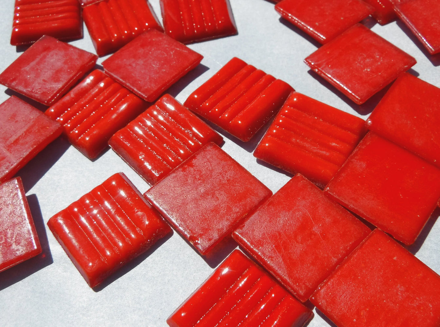 Bright Red Glass Mosaic Tiles Squares - 3/4" - Half Pound of Vitreous Glass Tiles for Craft Projects