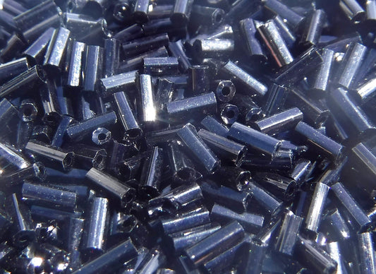 Black Tube Beads - 1x5mm - Glass Spacer Beads - Approximately 600 Bugle Beads