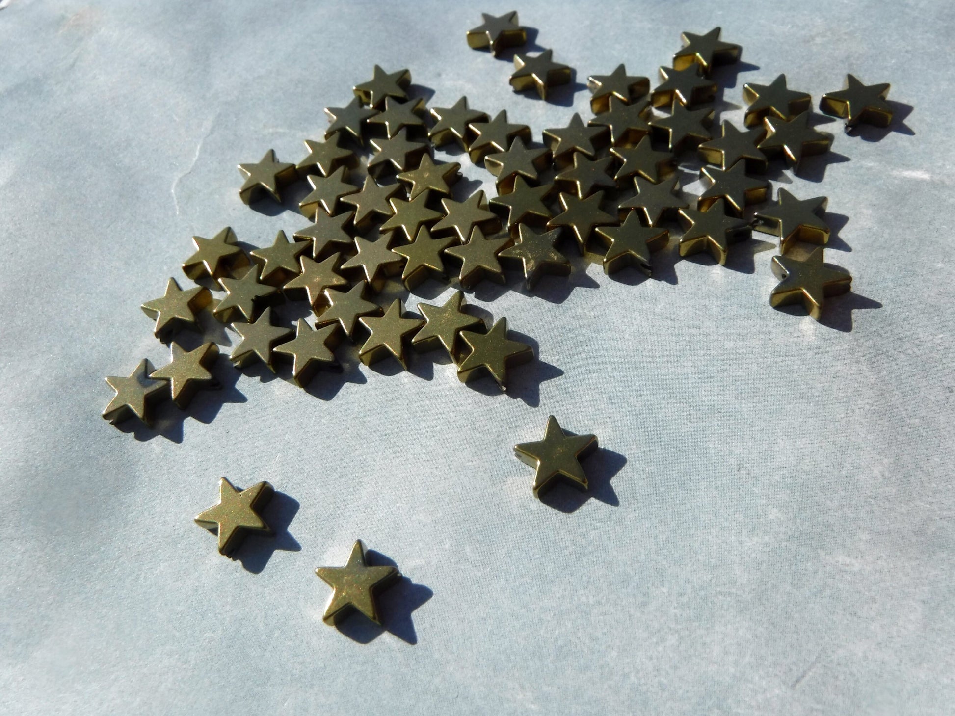 Star Beads - Gold Toned - 8mm - Electroplated Hematite - 20g