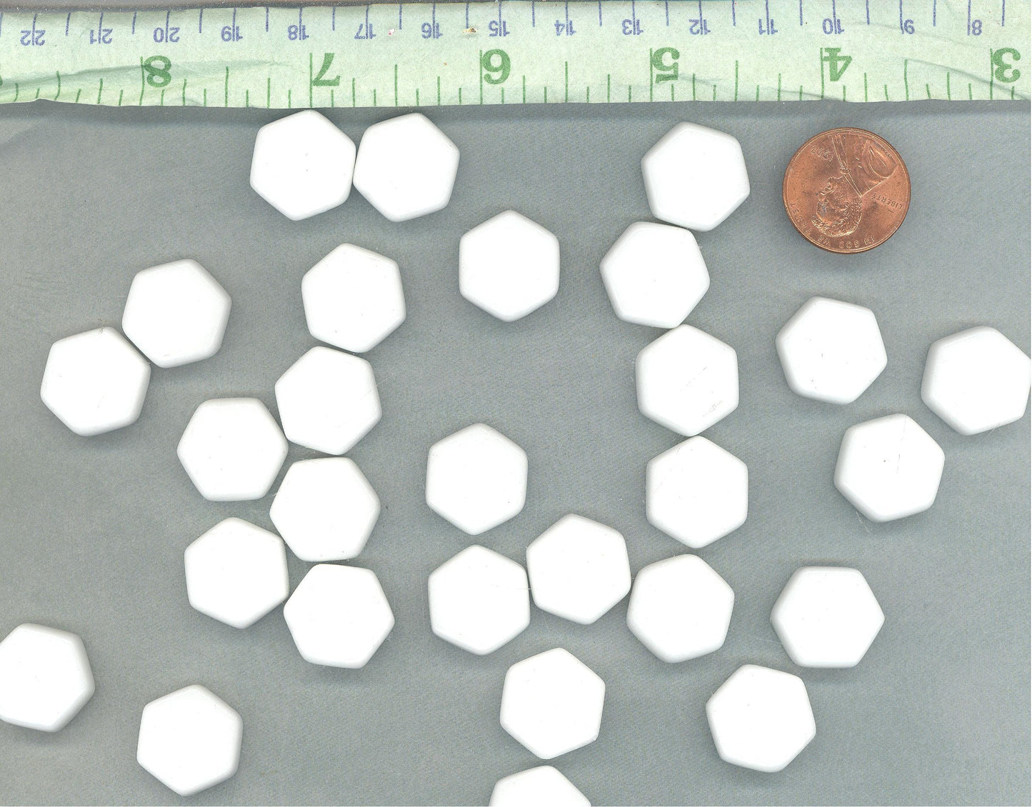 White Hexagon Mosaic Tiles - 15mm - 100g Opaque Glass Tiles