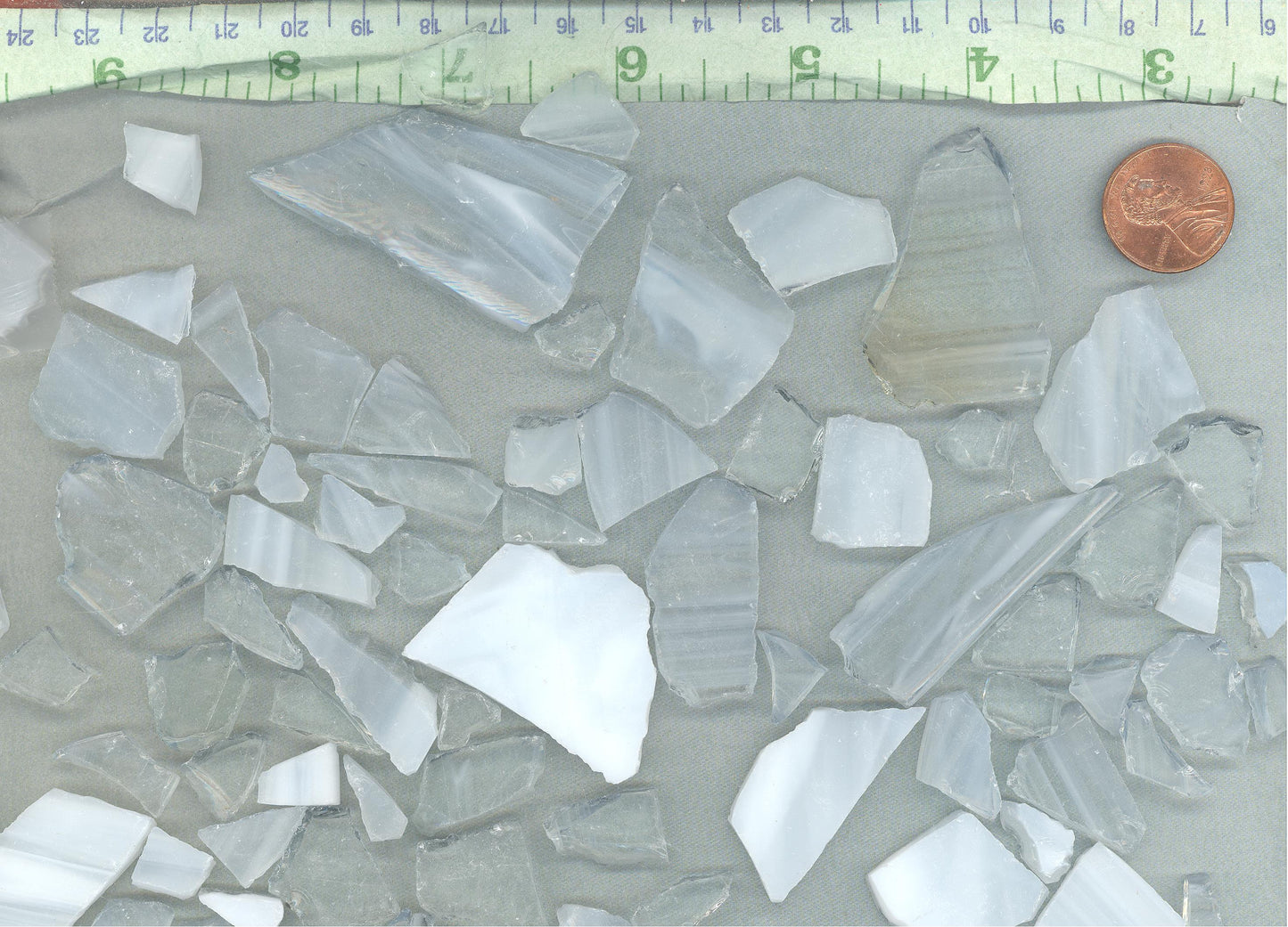 Wispy White Glass Shards - 1/2 Pound Assorted Pieces Stained Glass