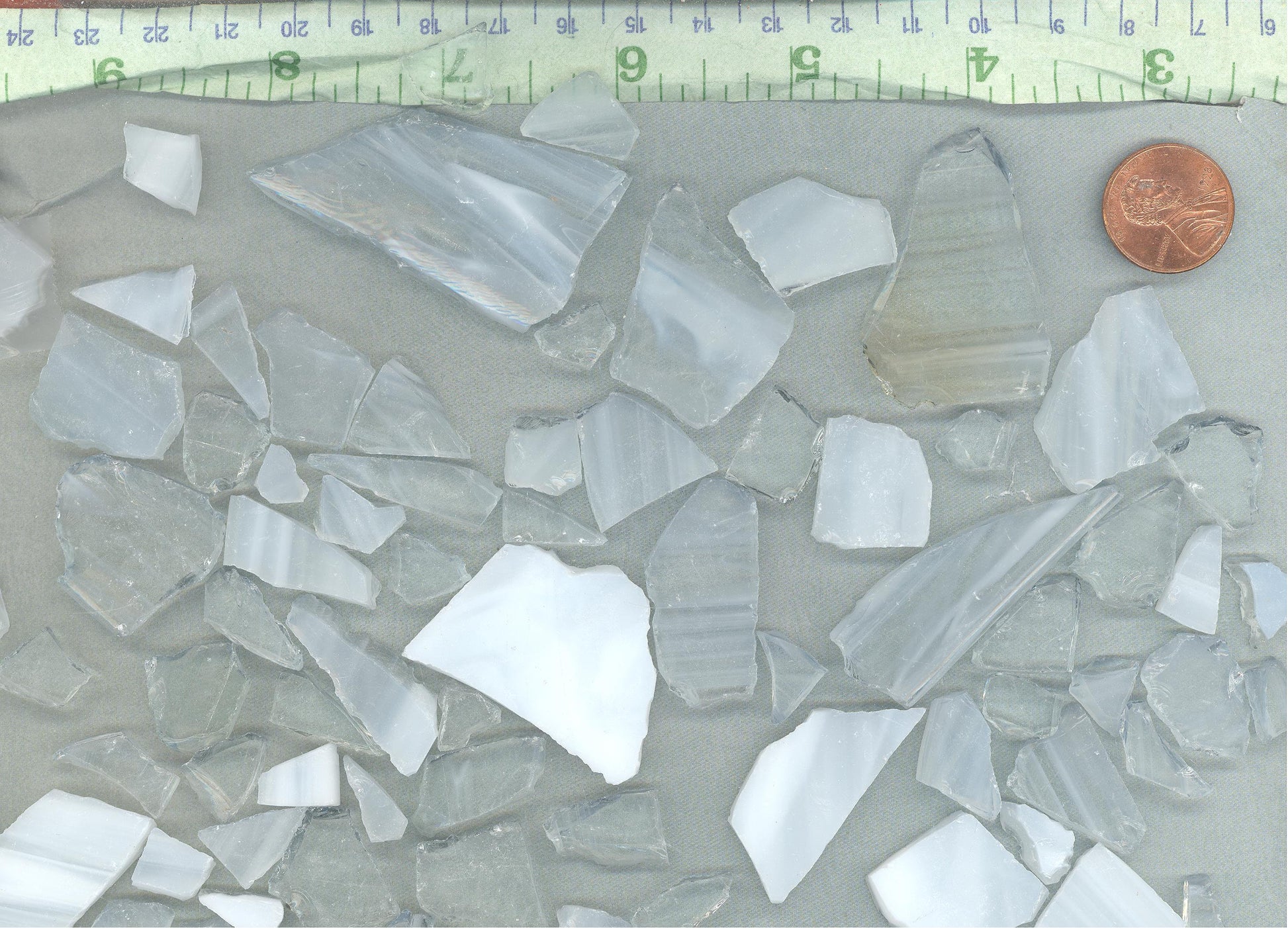 Wispy White Glass Shards - 1/2 Pound Assorted Pieces Stained Glass