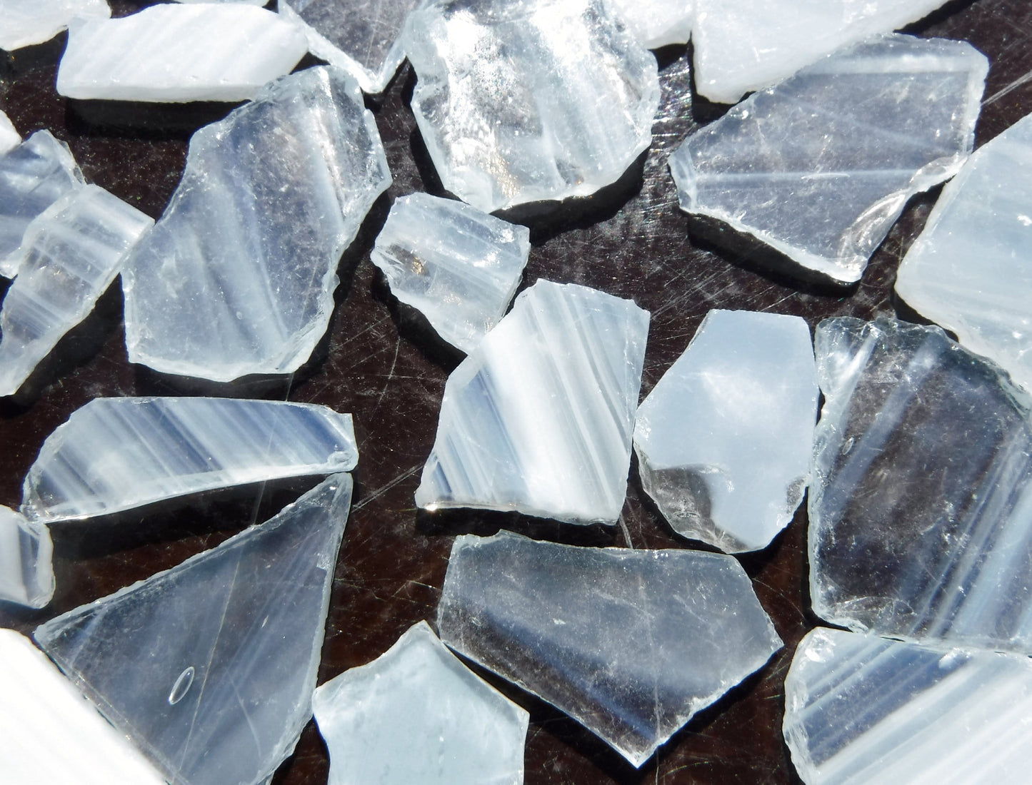 Wispy White Glass Shards - 1/2 Pound Assorted Pieces Stained Glass