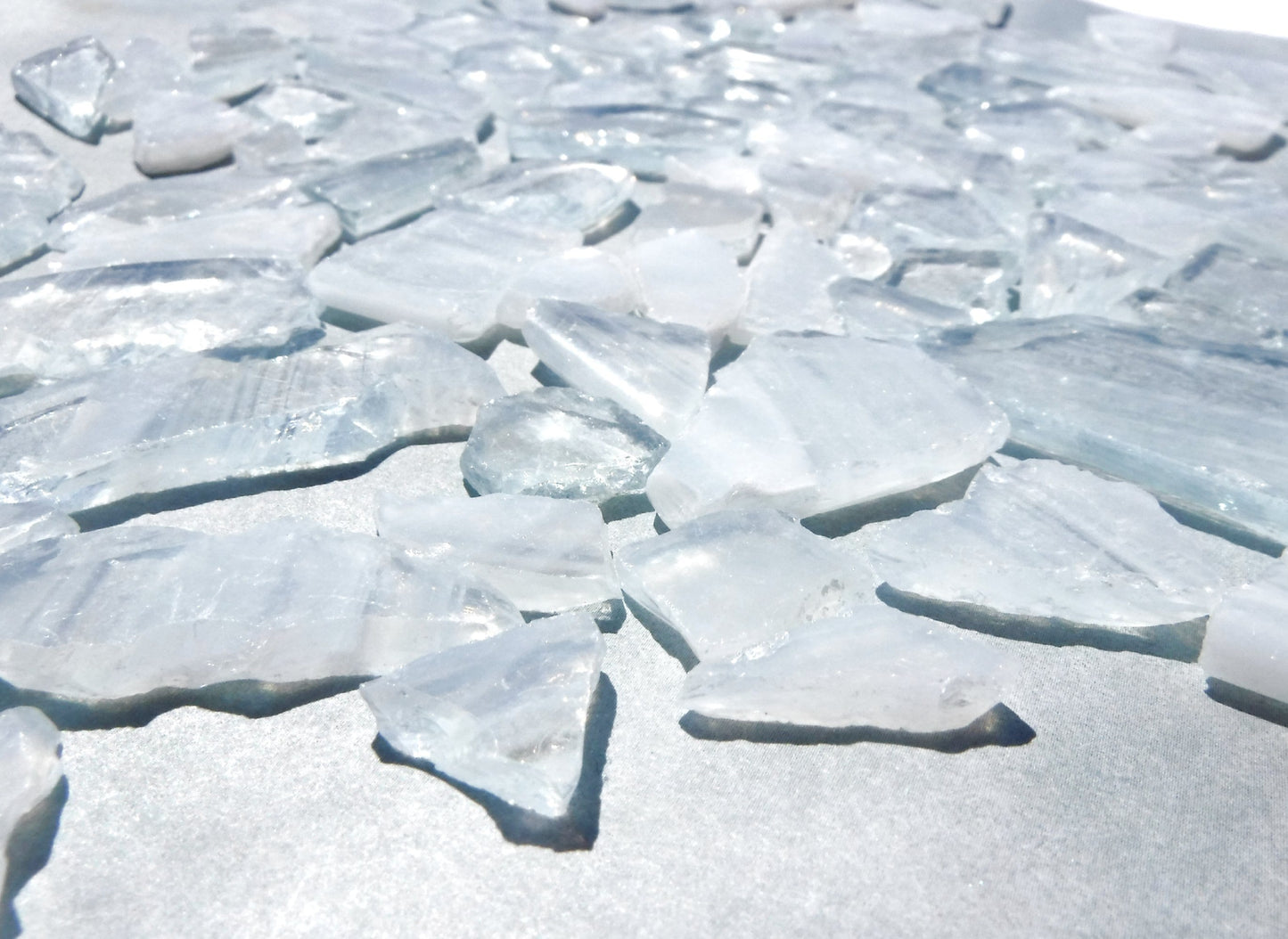 Wispy White Glass Shards - 1/2 Pound Assorted Pieces Stained Glass