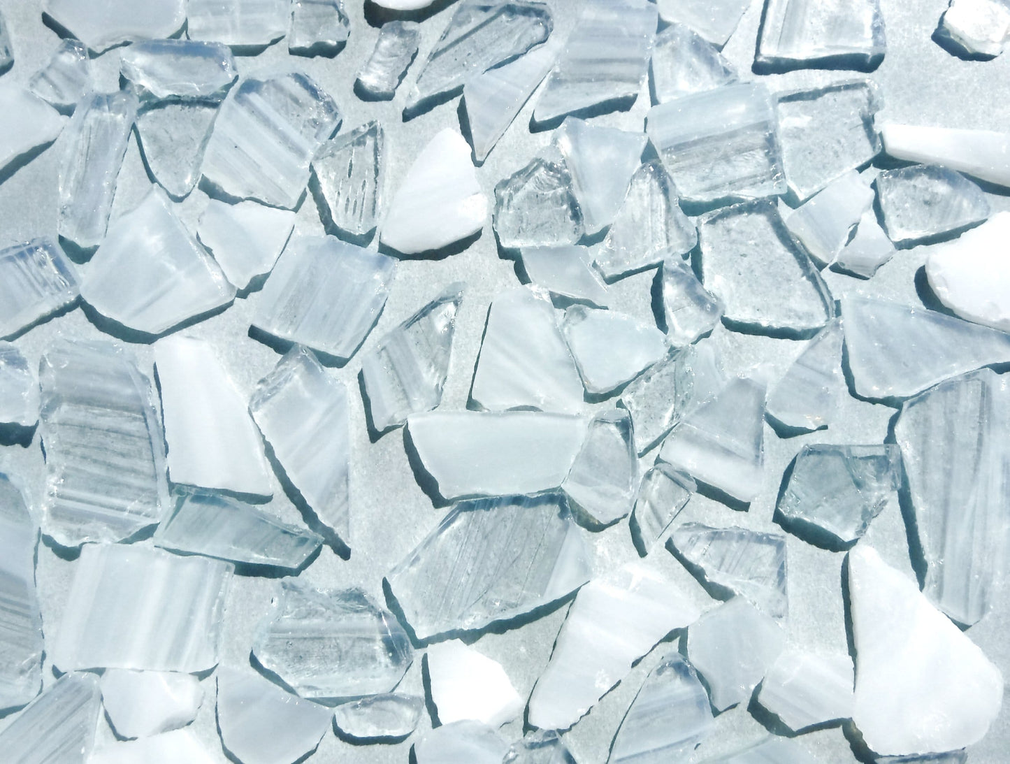 Wispy White Glass Shards - 1/2 Pound Assorted Pieces Stained Glass