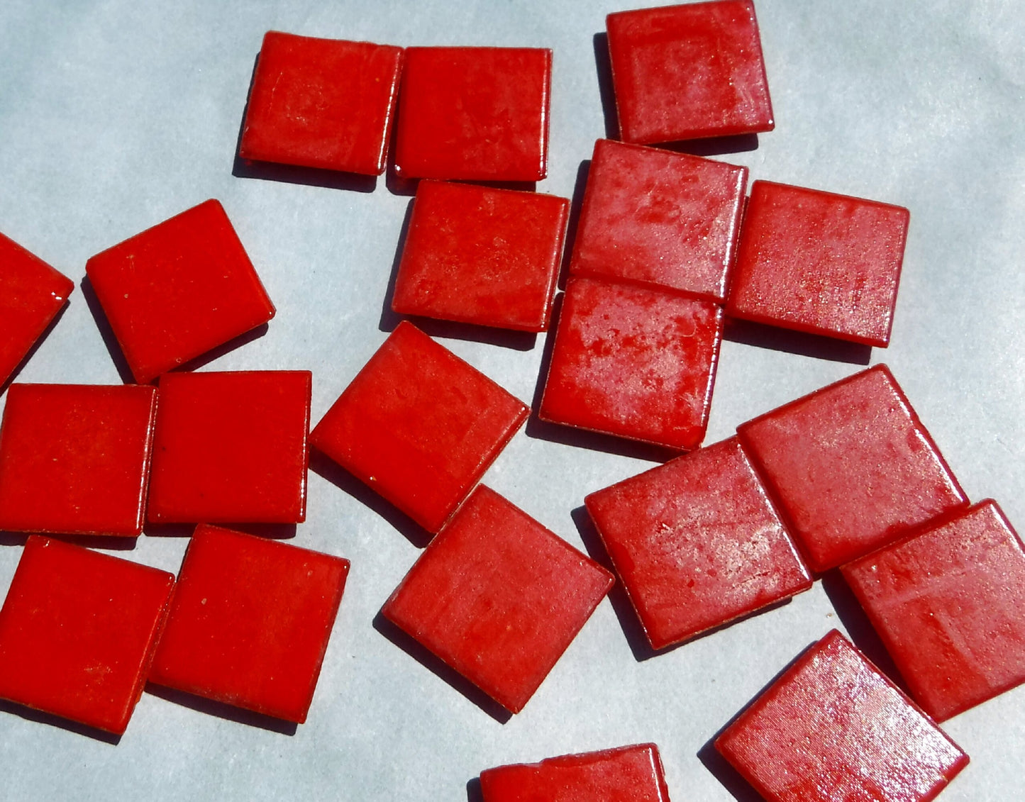 Bright Red Glass Mosaic Tiles Squares - 3/4" - Half Pound of Vitreous Glass Tiles for Craft Projects