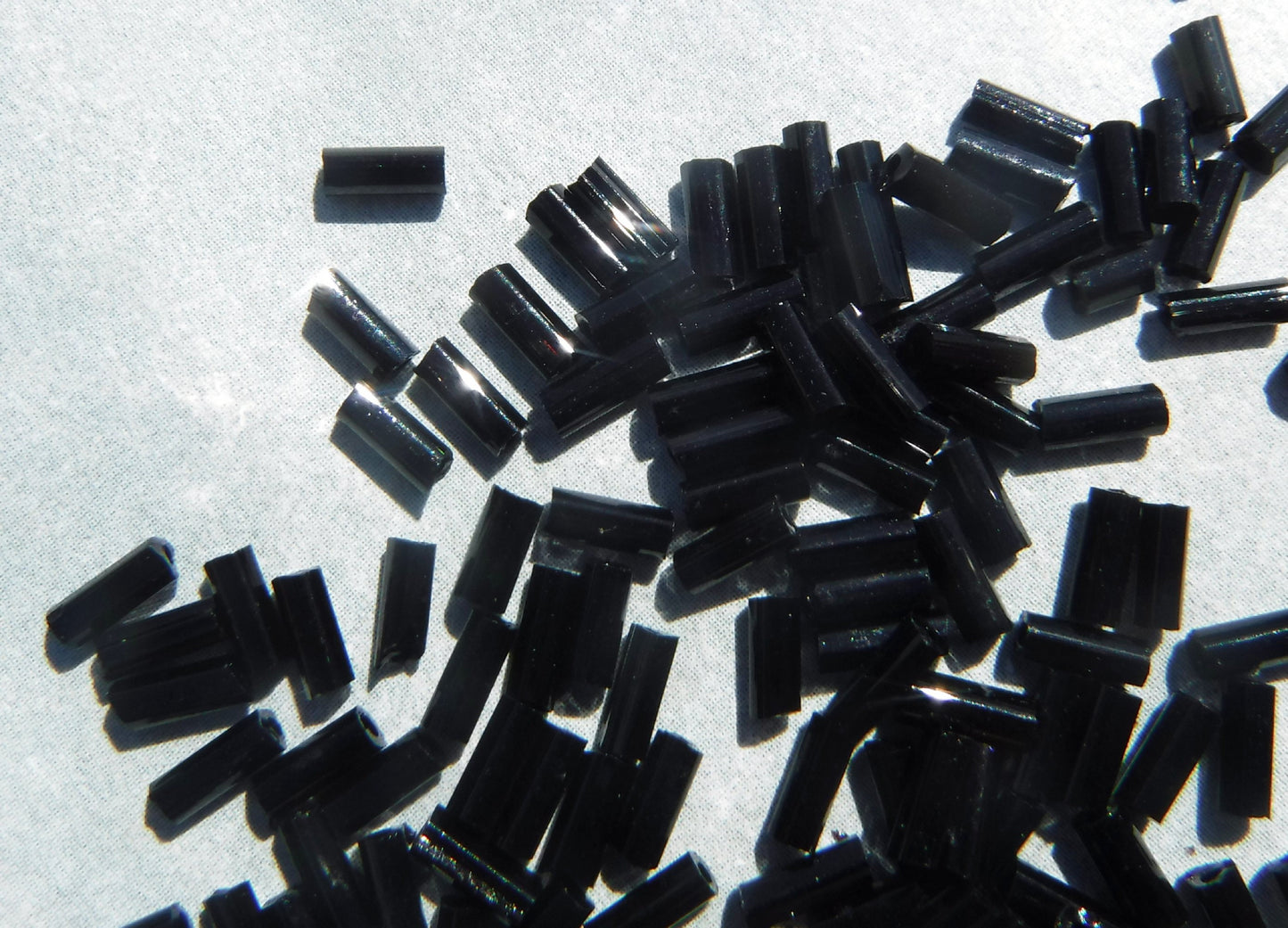 Black Tube Beads - 1x5mm - Glass Spacer Beads - Approximately 600 Bugle Beads