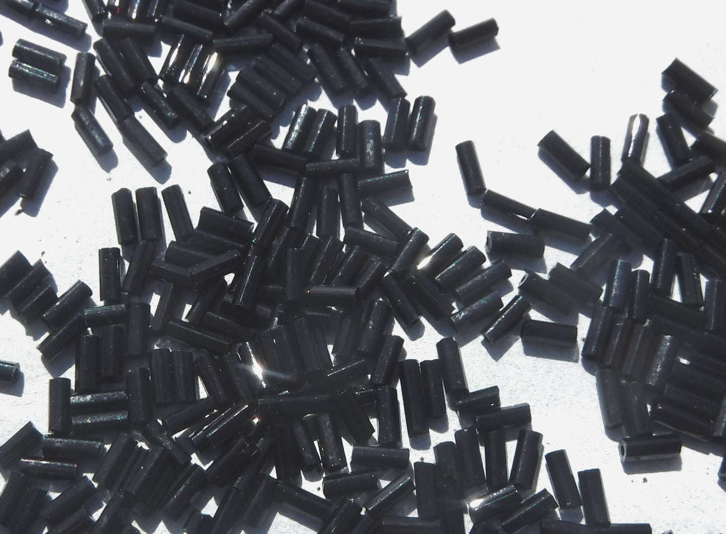 Black Tube Beads - 1x5mm - Glass Spacer Beads - Approximately 600 Bugle Beads