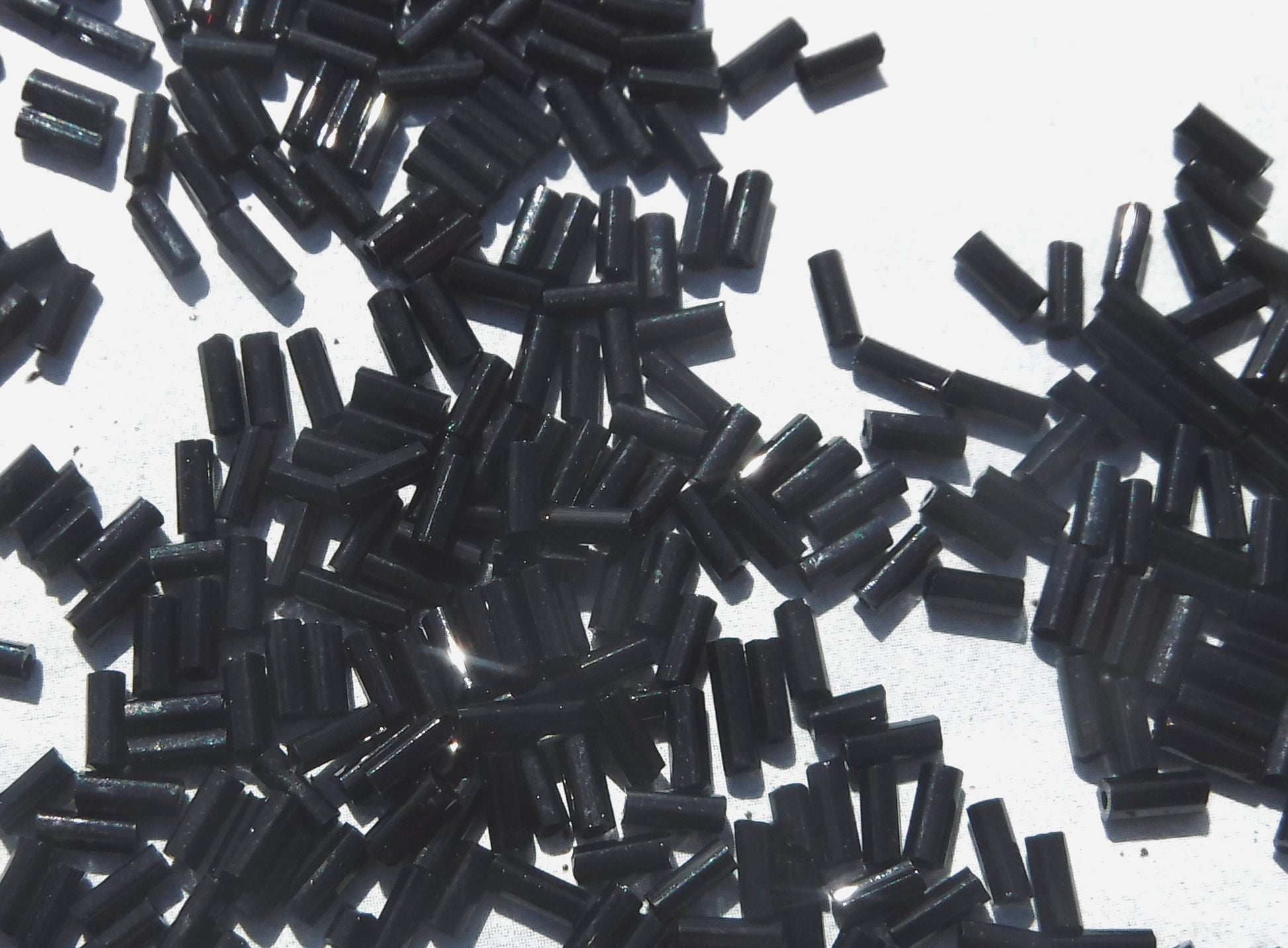 Black Tube Beads - 1x5mm - Glass Spacer Beads - Approximately 600 Bugle Beads