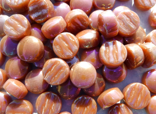Brown Sugar Iridescent Glass Drops Mosaic Tiles - 100 grams Glass Gems