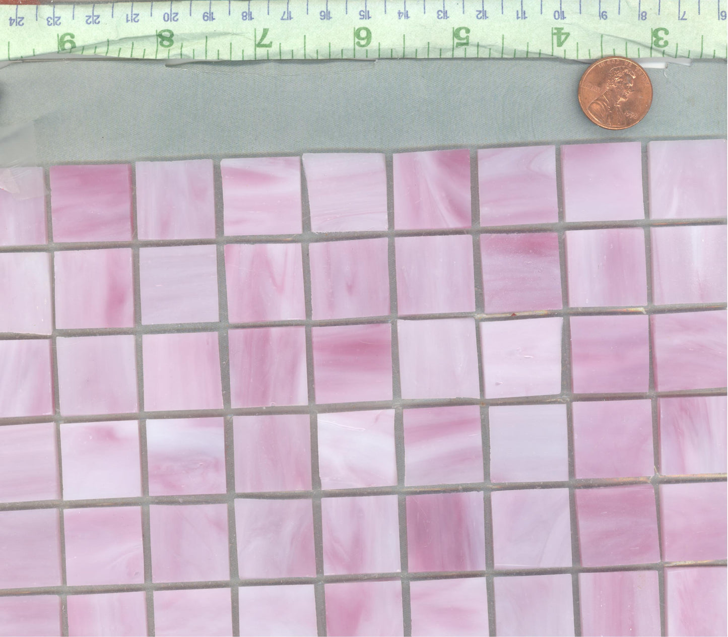 Pink Streaks Glass Mosaic Tiles Squares - 3/4 inch - 25 Tiles