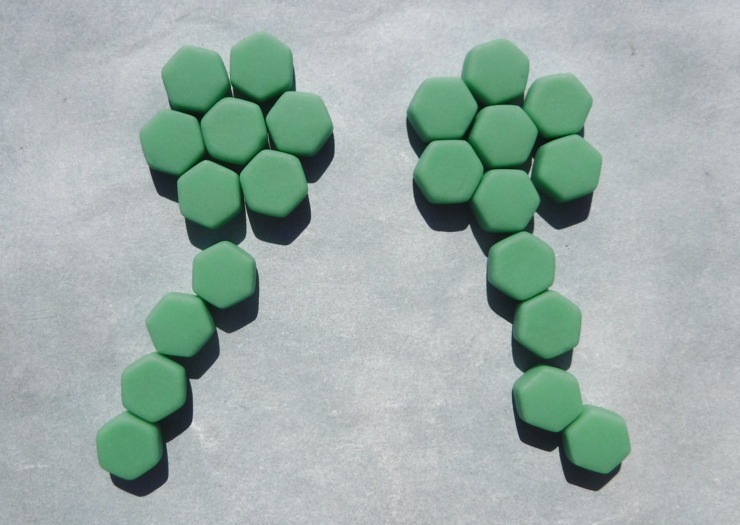 Mint Green Hexagon Mosaic Tiles - 10mm - 50g Opaque Glass Tiles MATTE Finish