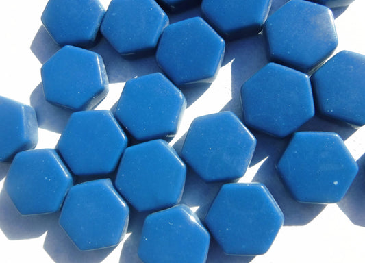 Blueberry Hexagon Mosaic Tiles - 15mm - 100g Opaque Glass Tiles