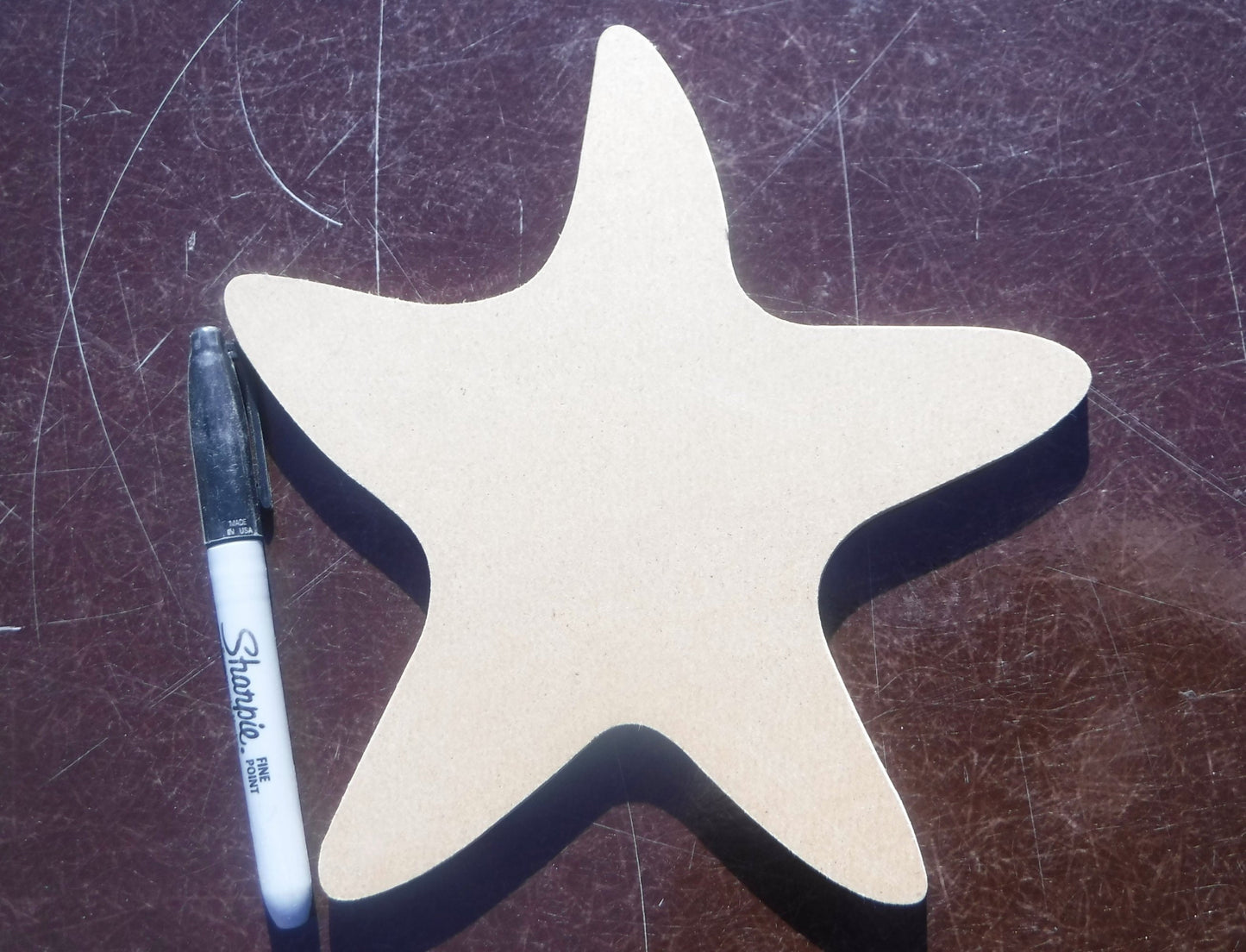 Starfish Plaque - THIN Unfinished MDF 8" Sea Star