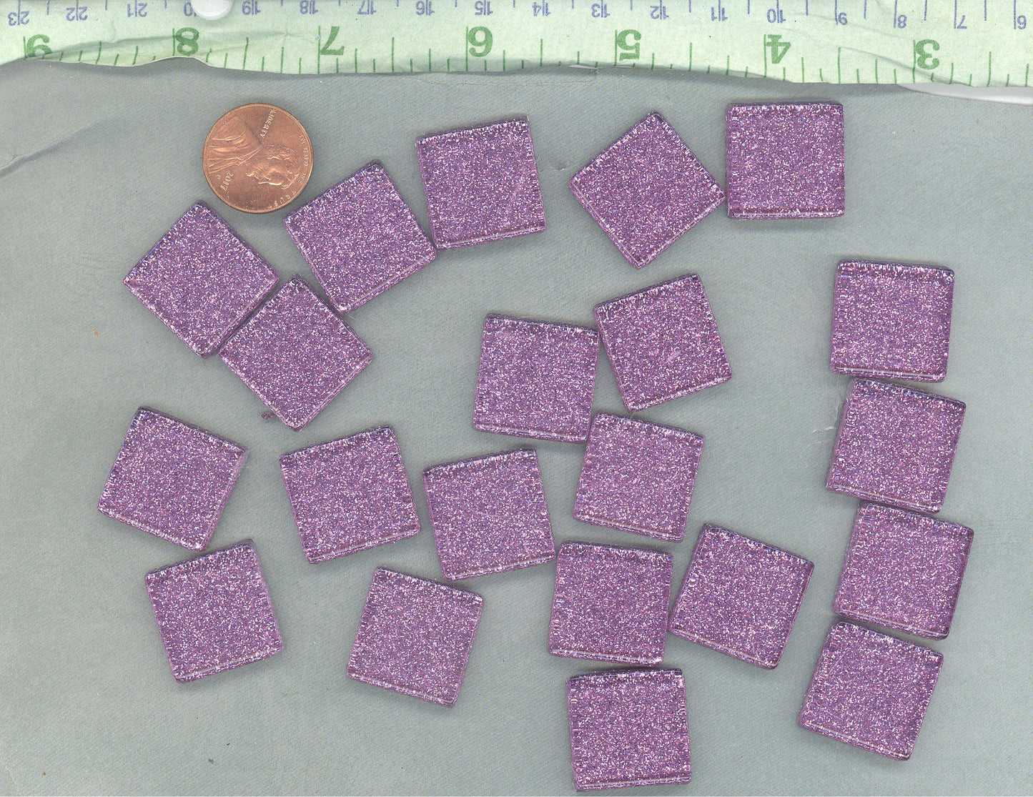 Light Purple Glitter Tiles - 20mm Mosaic Tiles - 25 Metallic Glass Tiles in Lavender