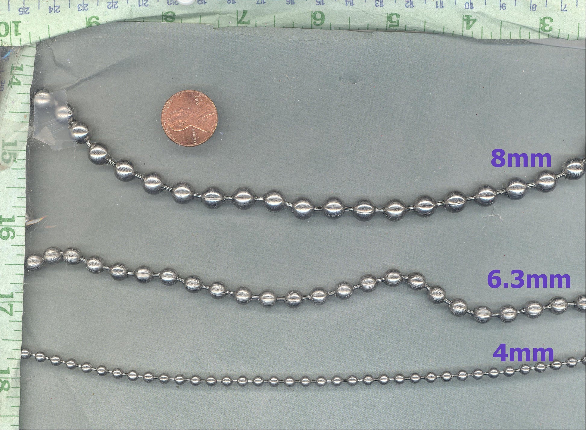 Stainless Steel Ball Chain - 4mm - #8 - By the Foot - Outdoor Mosaics